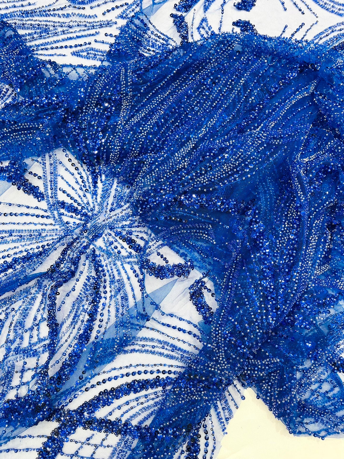 Beaded Lace Fabric, Heavy Embroidered Design on 58" Mesh for Dresses