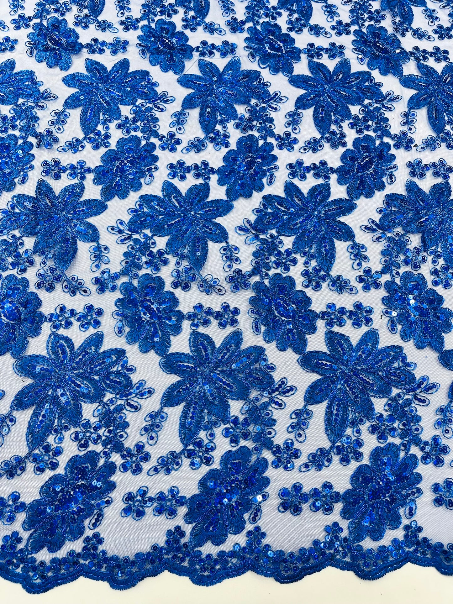 Metallic floral lace design embroidered 54" Wide | New Creations Fabric & Foam Inc.