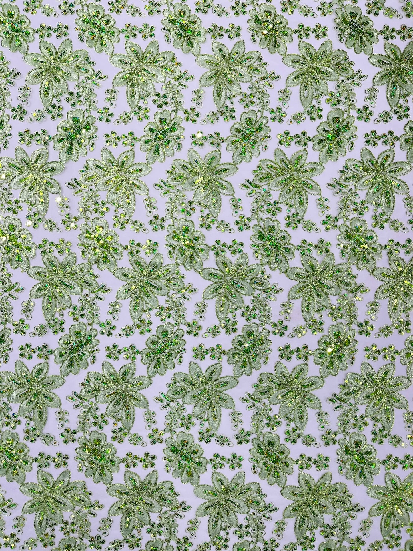 Metallic floral lace design embroidered 54" Wide | New Creations Fabric & Foam Inc.