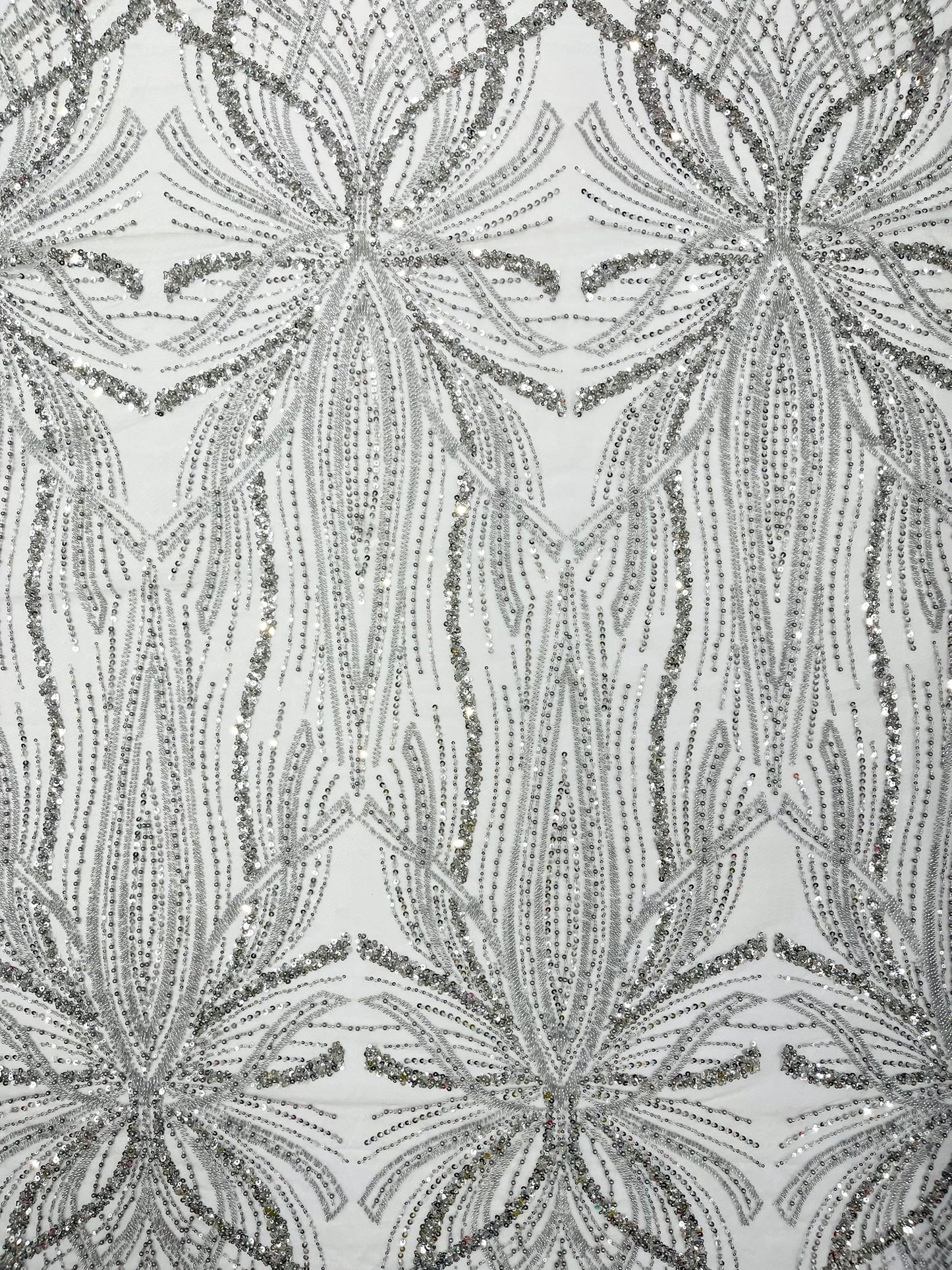 Beaded Lace Fabric, Heavy Embroidered Design on 58" Mesh for Dresses