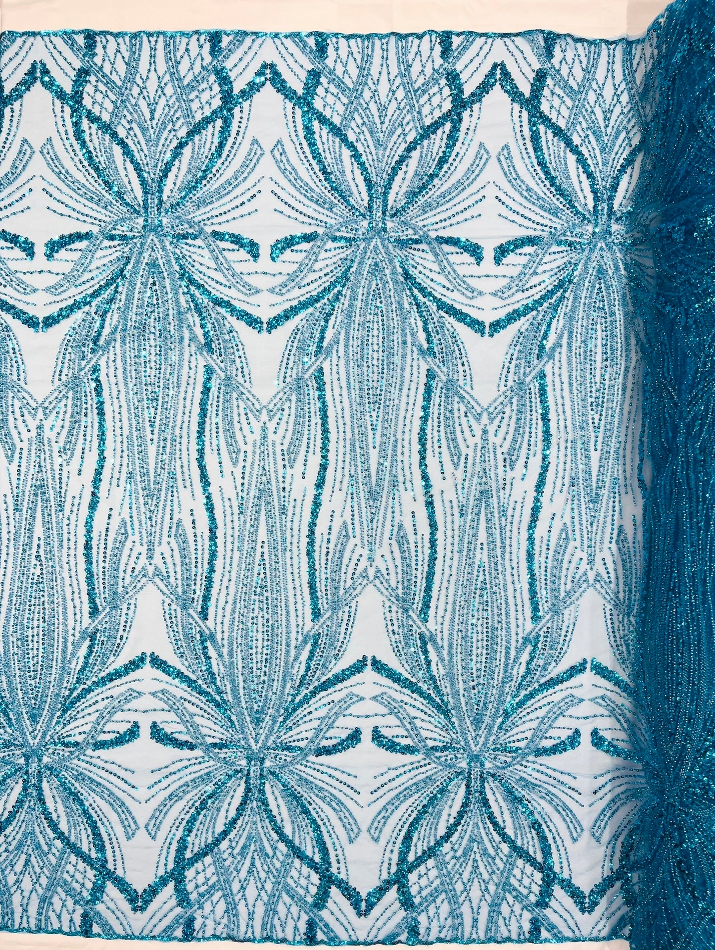 Beaded Lace Fabric, Heavy Embroidered Design on 58" Mesh for Dresses