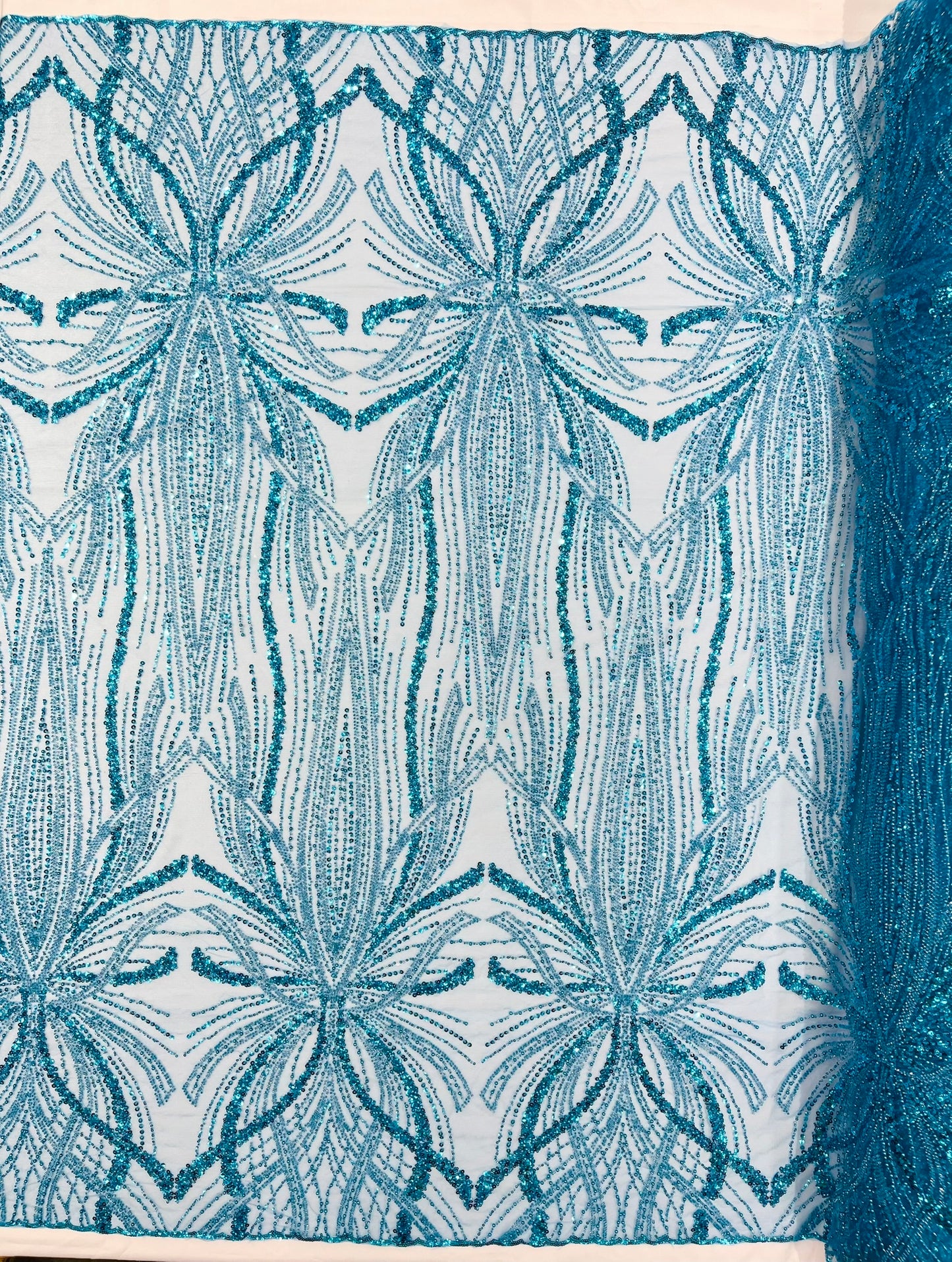 Beaded Lace Fabric, Heavy Embroidered Design on 58" Mesh for Dresses