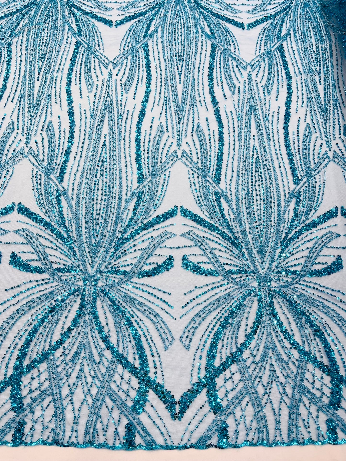 Beaded Lace Fabric, Heavy Embroidered Design on 58" Mesh for Dresses