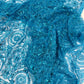 Beaded Lace Fabric, Heavy Embroidered Geometric Design on 58" Mesh