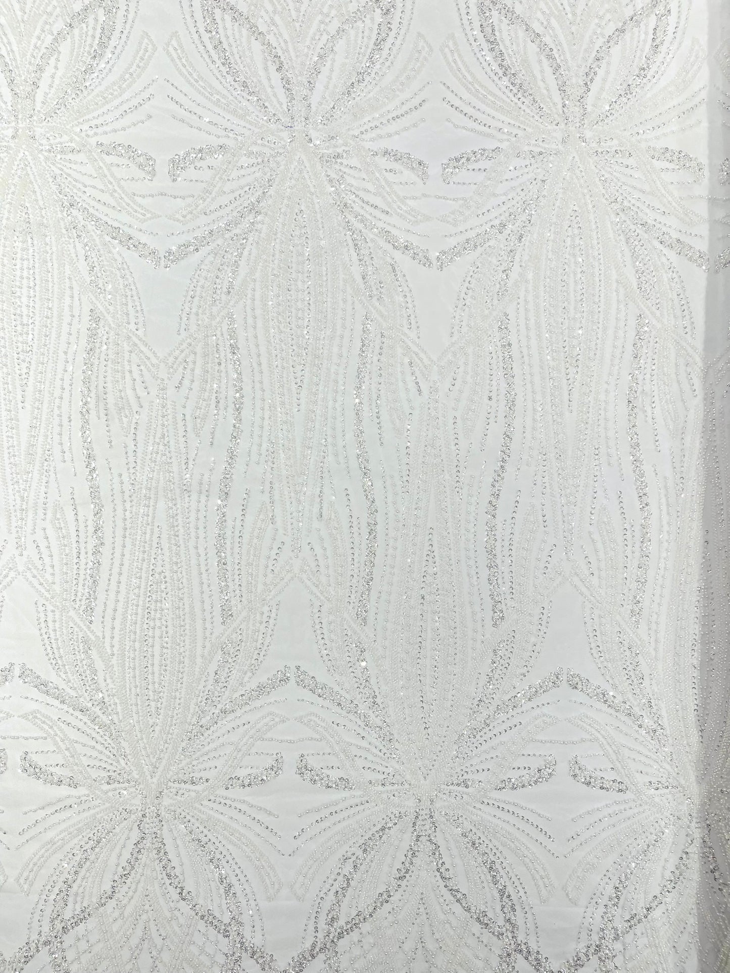 Beaded Lace Fabric, Heavy Embroidered Design on 58" Mesh for Dresses