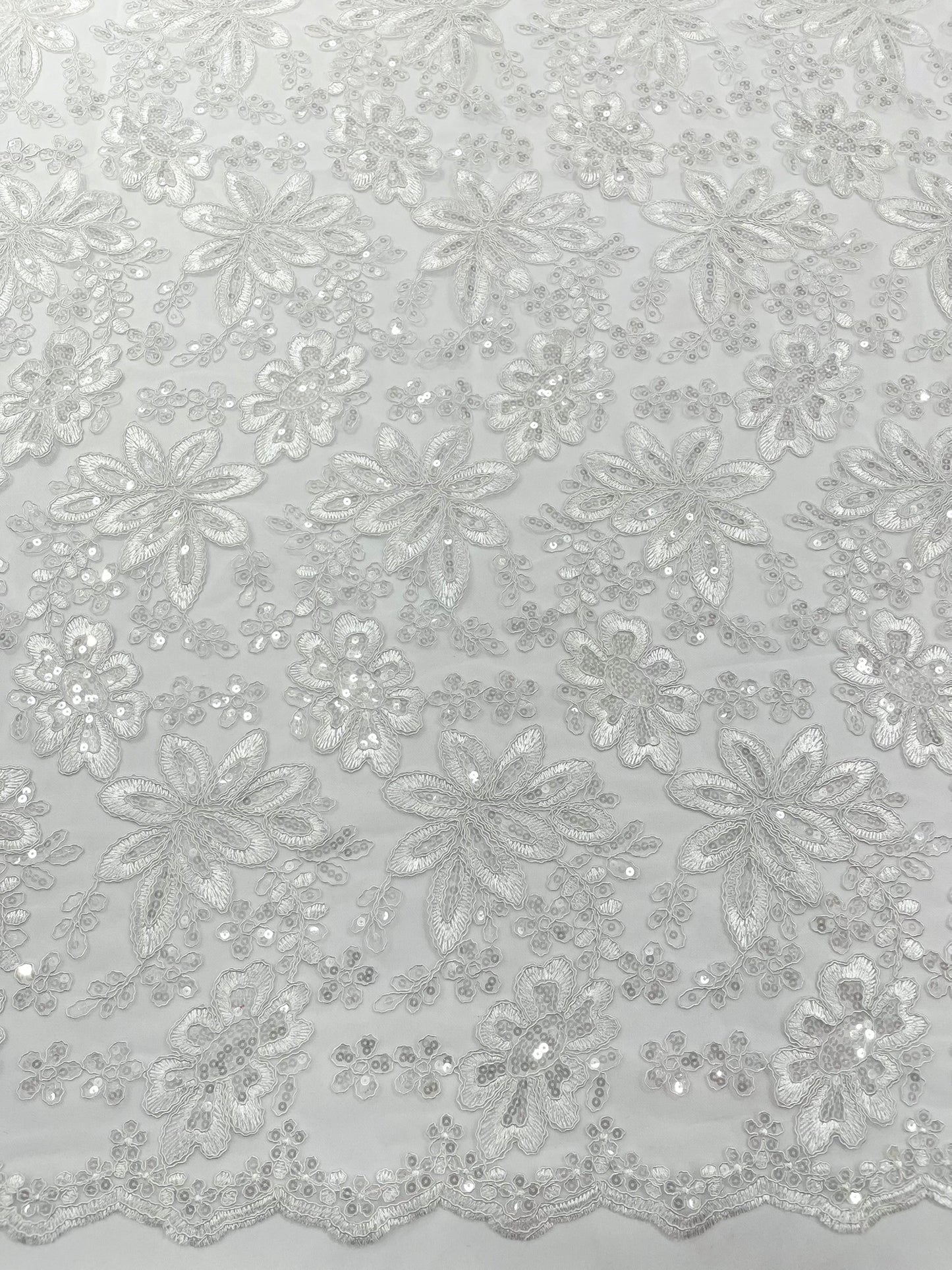 Metallic floral lace design embroidered 54" Wide | New Creations Fabric & Foam Inc.
