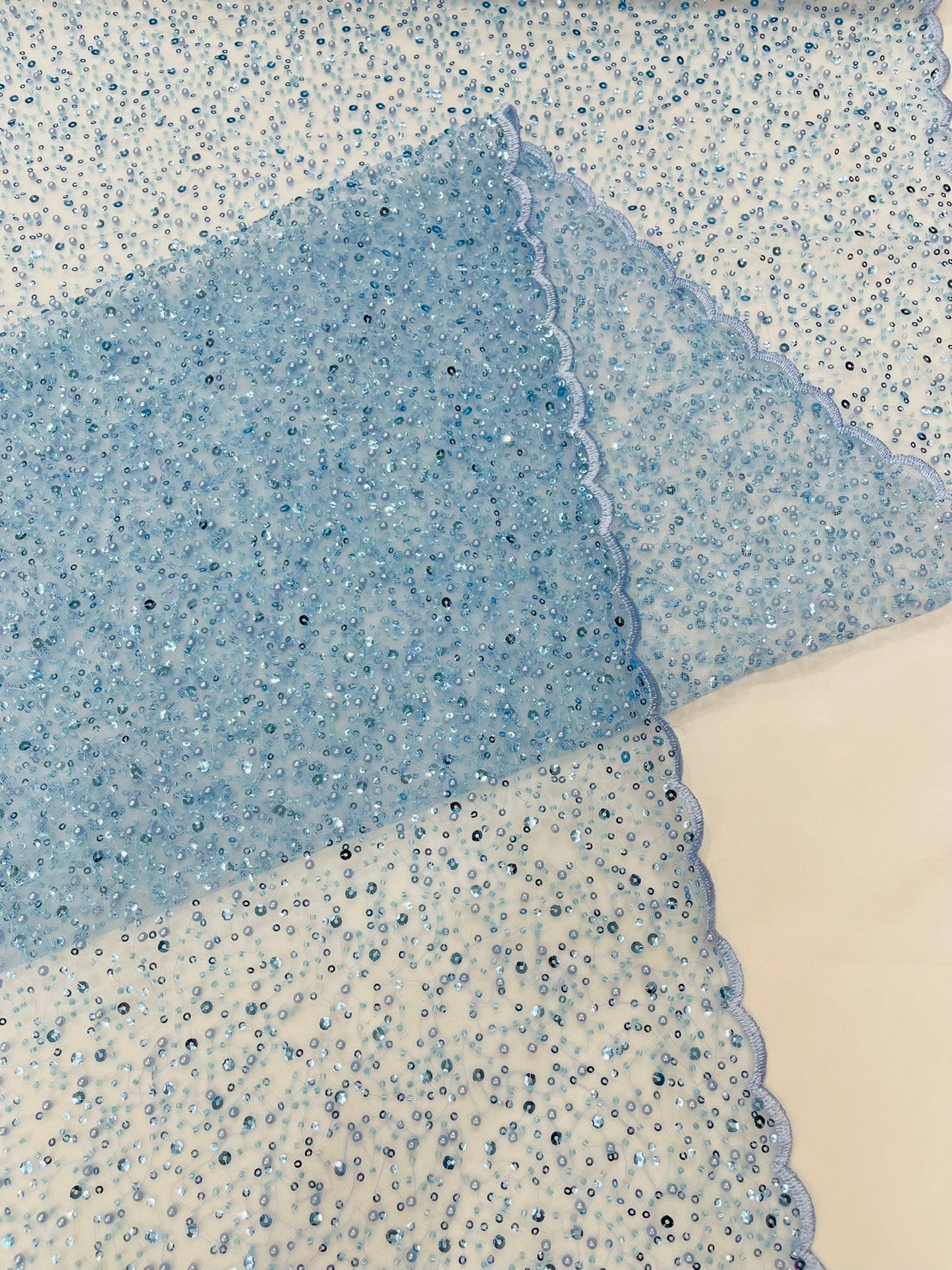 All Over Luxury Beaded Mesh with Pearls, Sequins for Wedding Dresses, Prom Gowns - New Creations Fabric & Foam Inc
