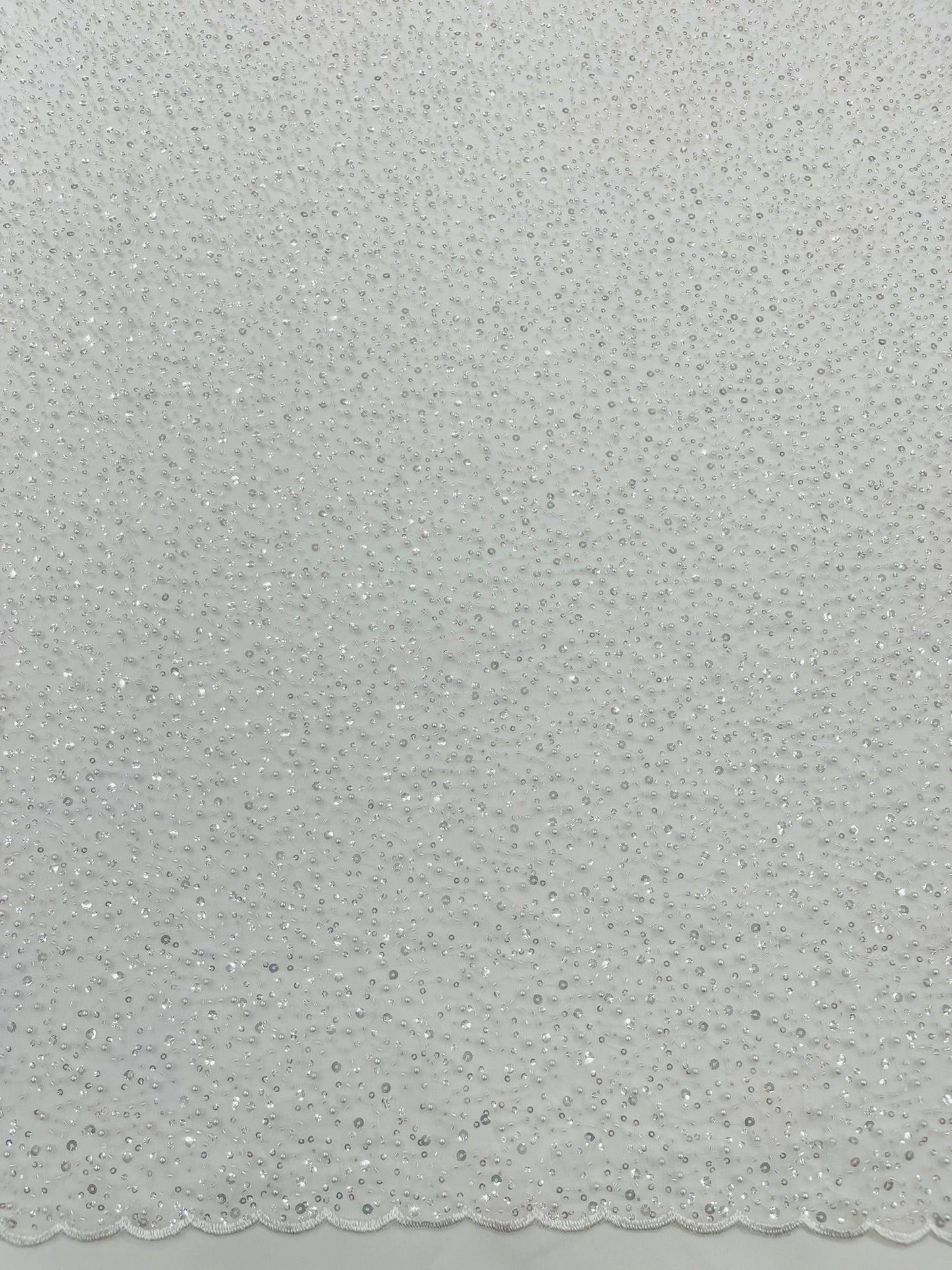 All Over Luxury Beaded Mesh with Pearls, Sequins for Wedding Dresses, Prom Gowns - New Creations Fabric & Foam Inc