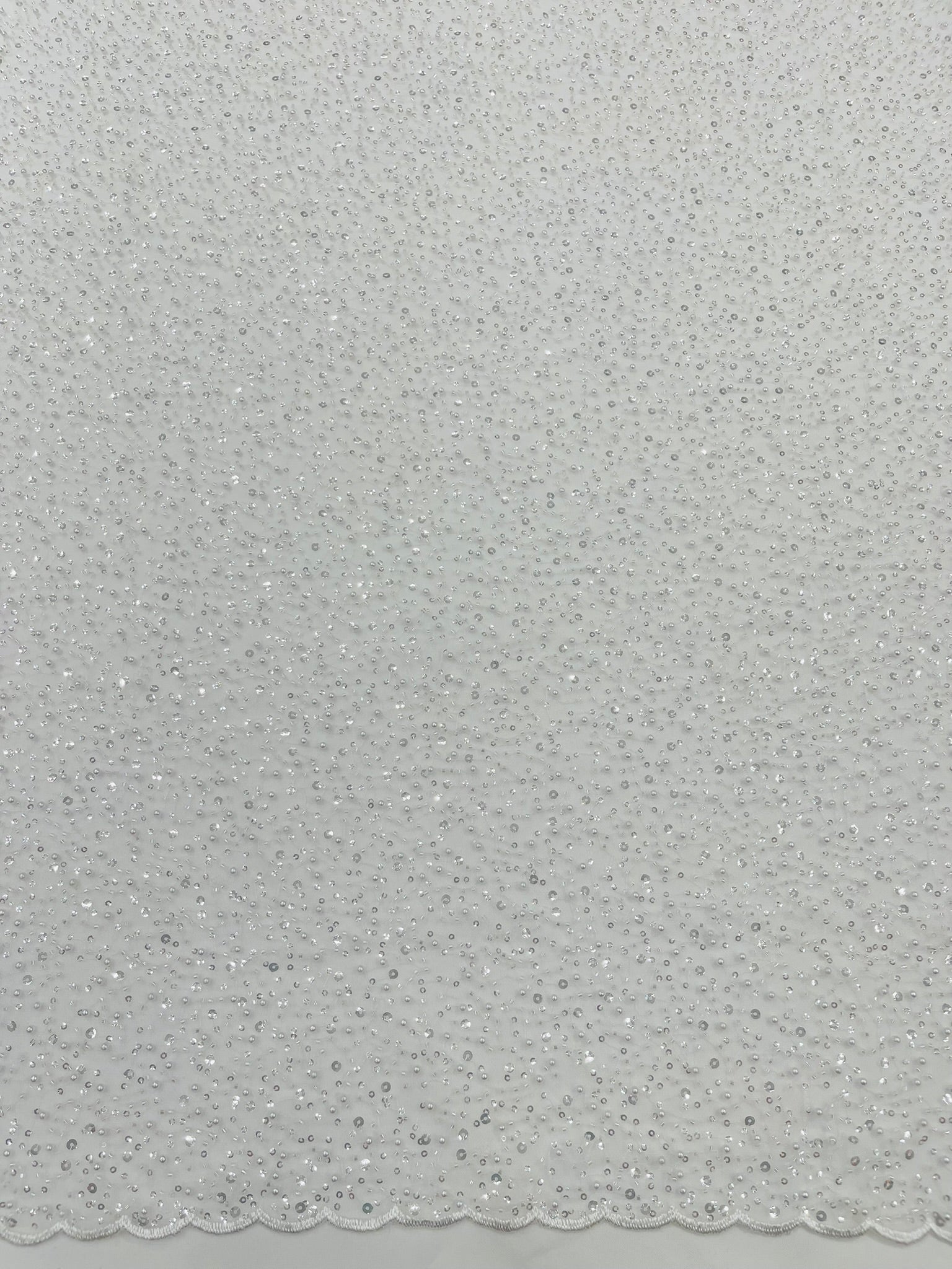 All Over Luxury Beaded Mesh with Pearls, Sequins for Wedding Dresses, Prom Gowns - New Creations Fabric & Foam Inc