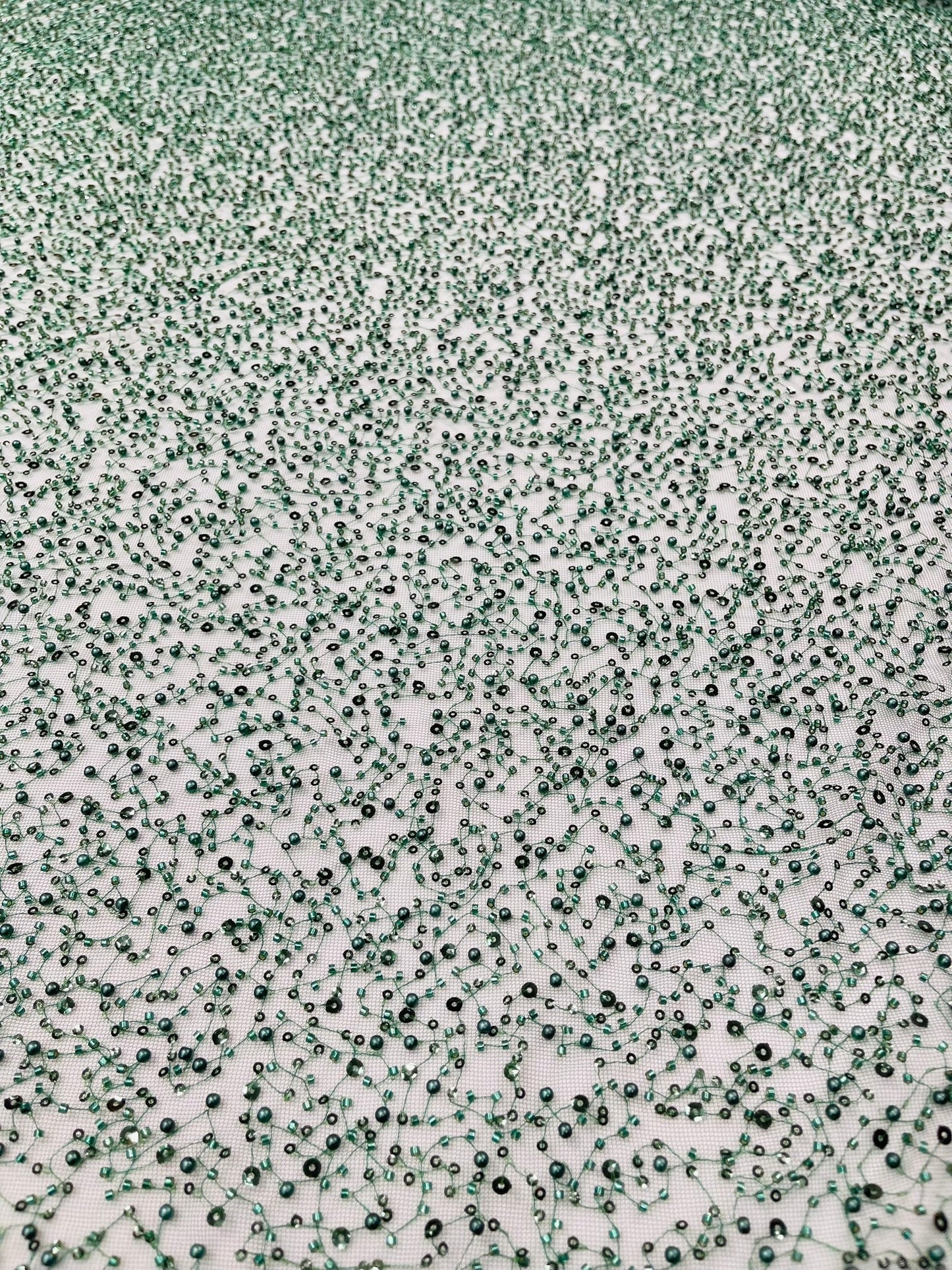 All Over Luxury Beaded Mesh with Pearls, Sequins for Wedding Dresses, Prom Gowns - New Creations Fabric & Foam Inc