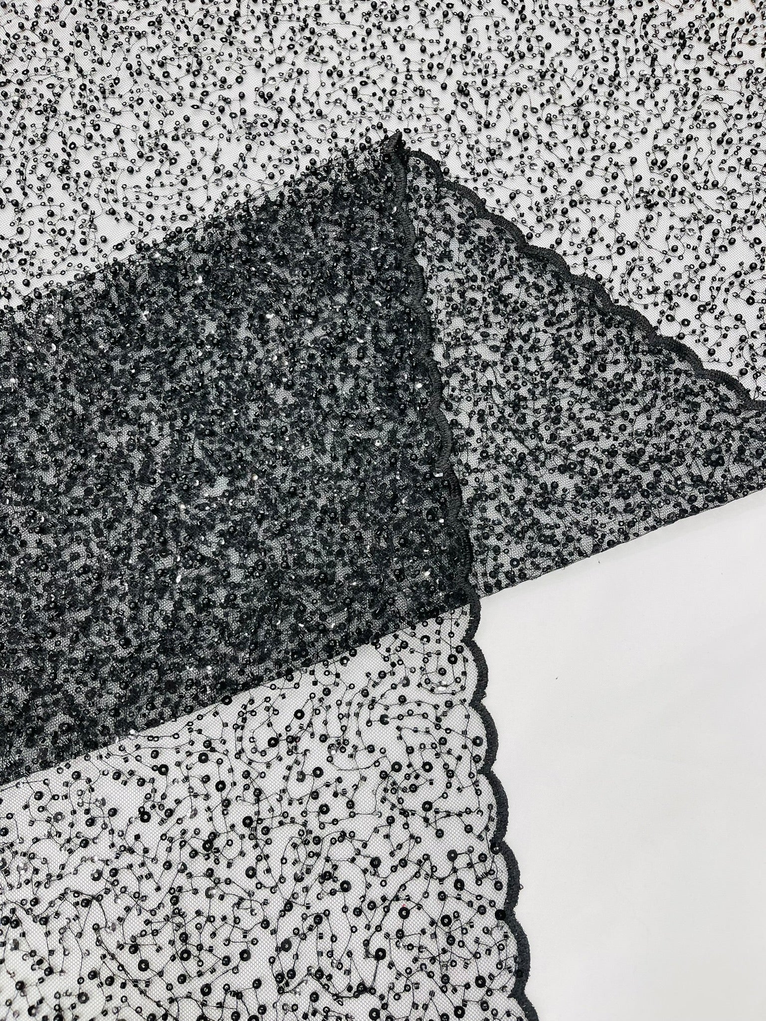 All Over Luxury Beaded Mesh with Pearls, Sequins for Wedding Dresses, Prom Gowns - New Creations Fabric & Foam Inc