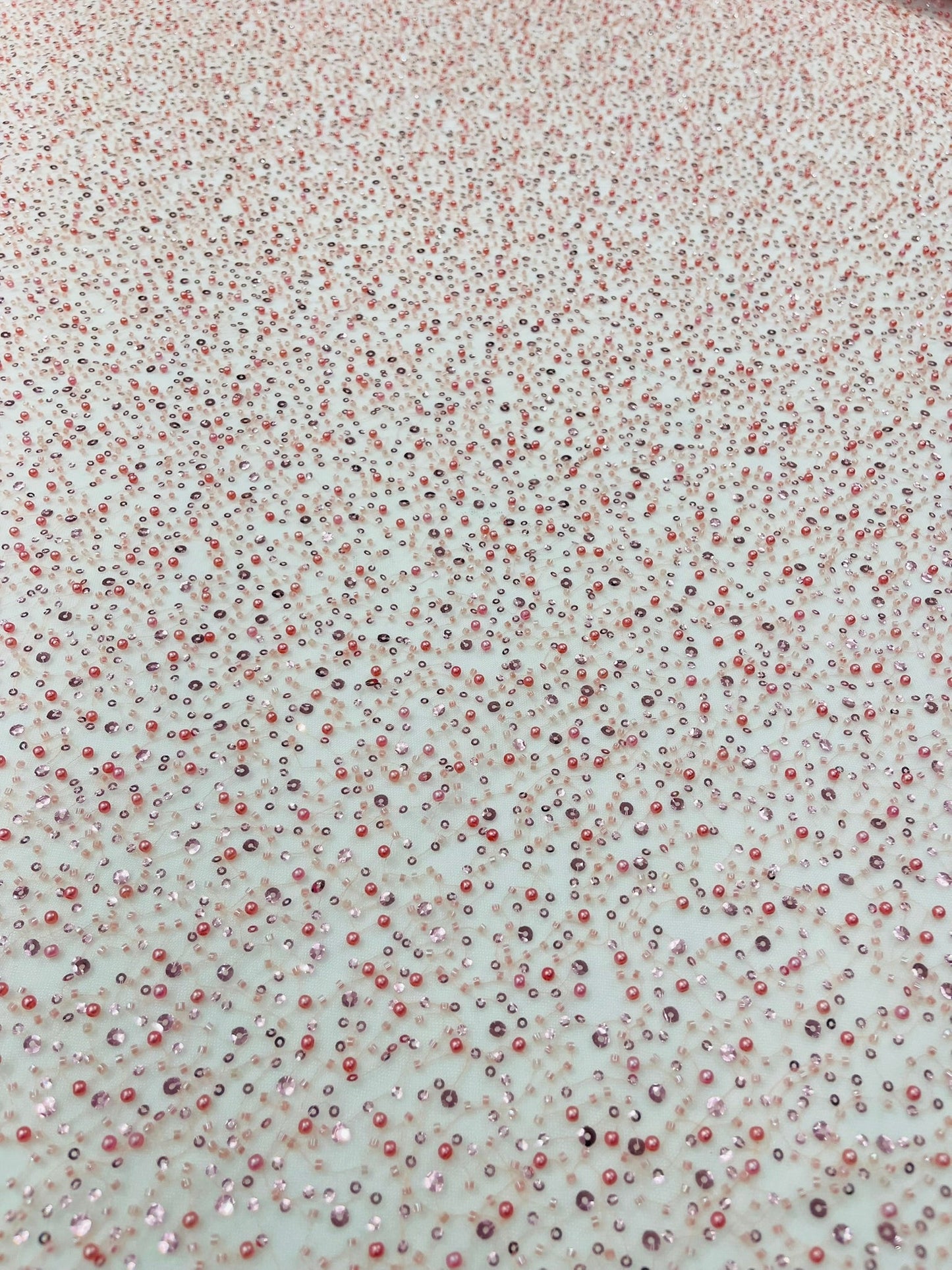 All Over Luxury Beaded Mesh with Pearls, Sequins for Wedding Dresses, Prom Gowns - New Creations Fabric & Foam Inc