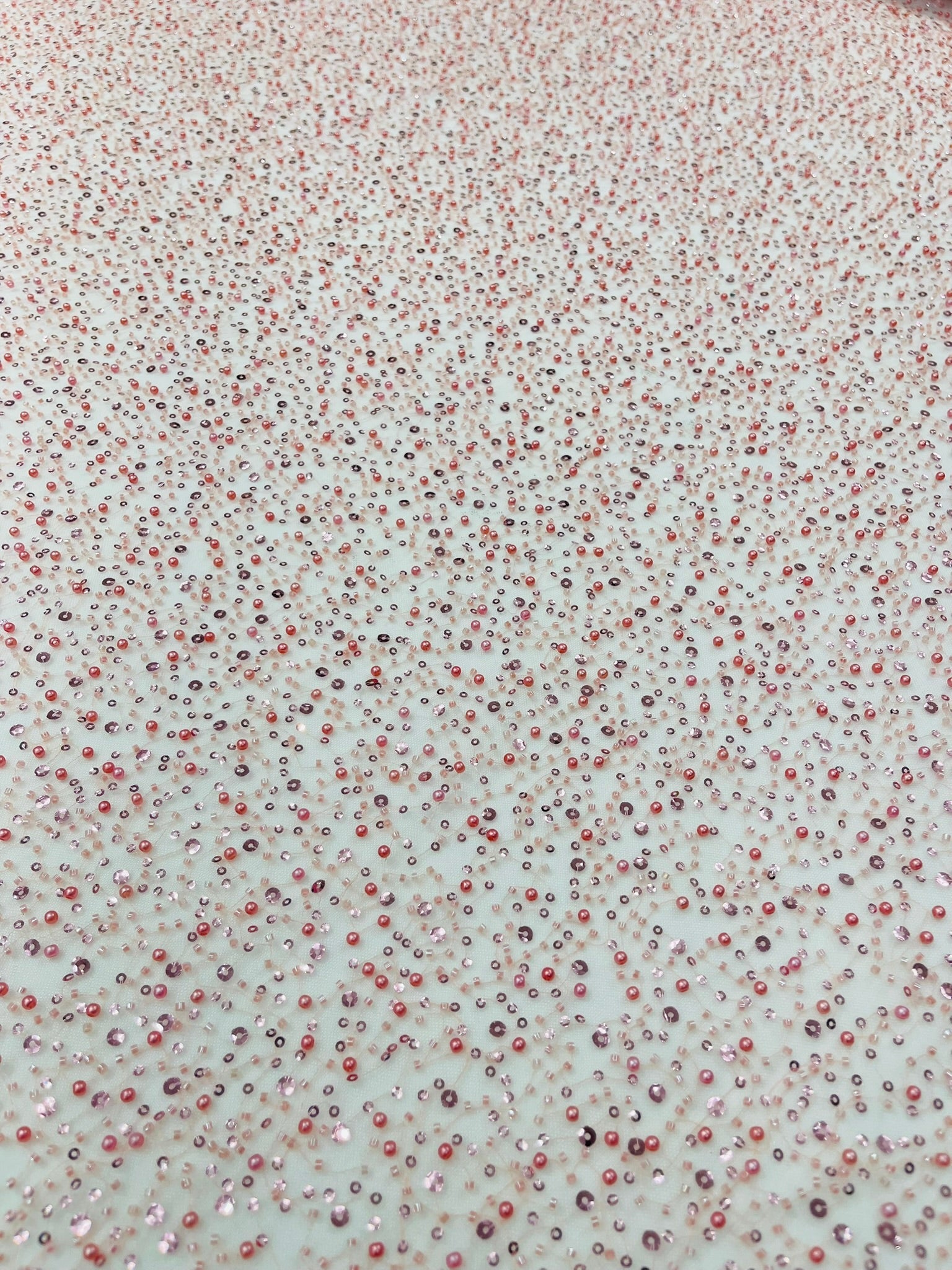 All Over Luxury Beaded Mesh with Pearls, Sequins for Wedding Dresses, Prom Gowns - New Creations Fabric & Foam Inc