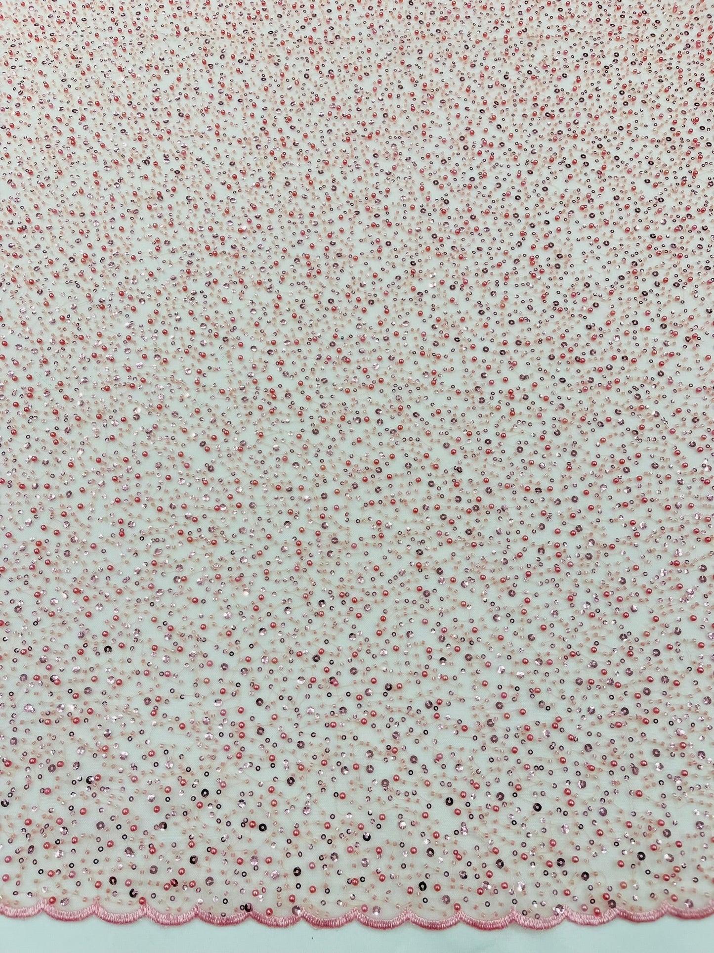 All Over Luxury Beaded Mesh with Pearls, Sequins for Wedding Dresses, Prom Gowns - New Creations Fabric & Foam Inc