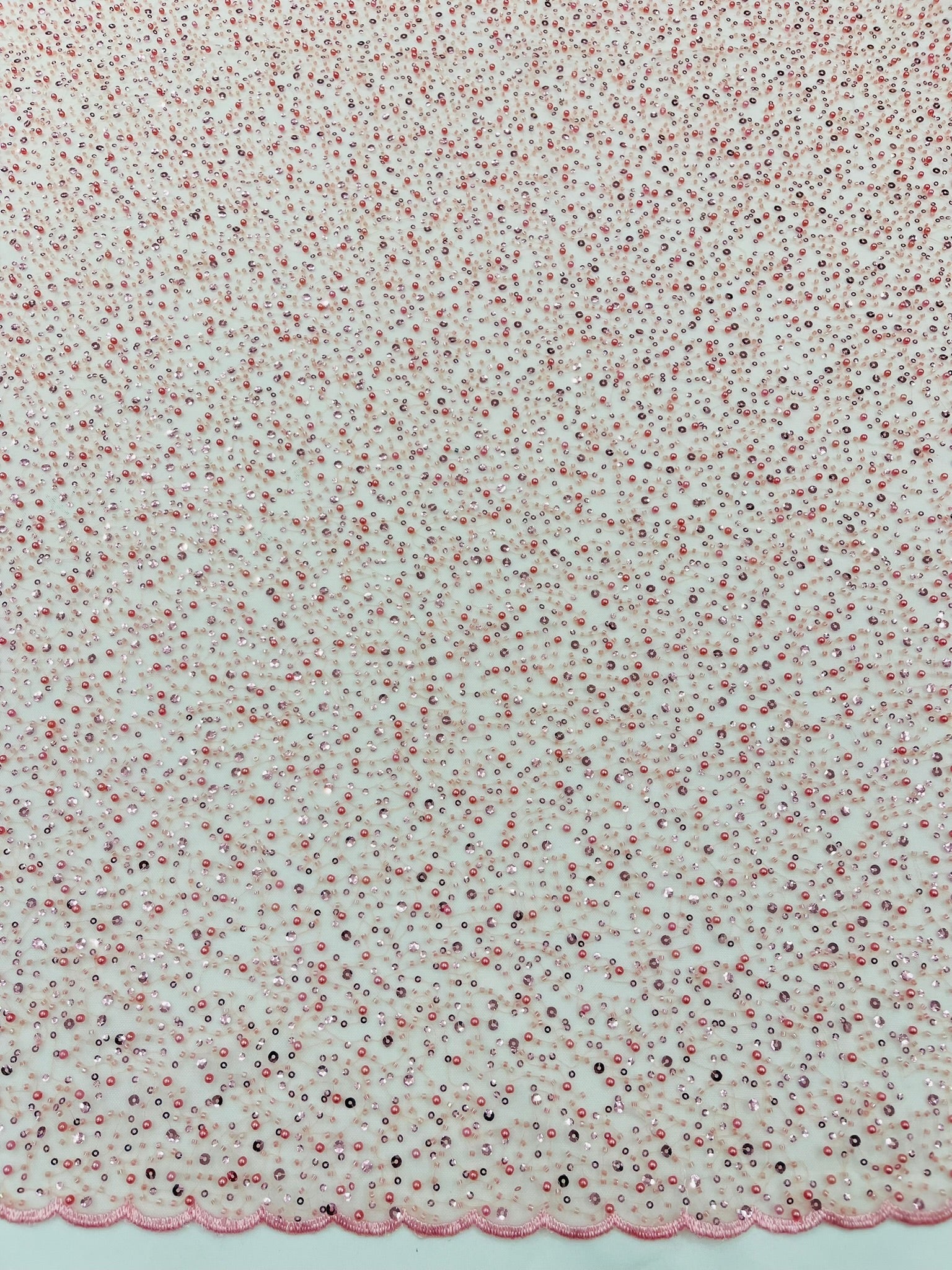 All Over Luxury Beaded Mesh with Pearls, Sequins for Wedding Dresses, Prom Gowns - New Creations Fabric & Foam Inc