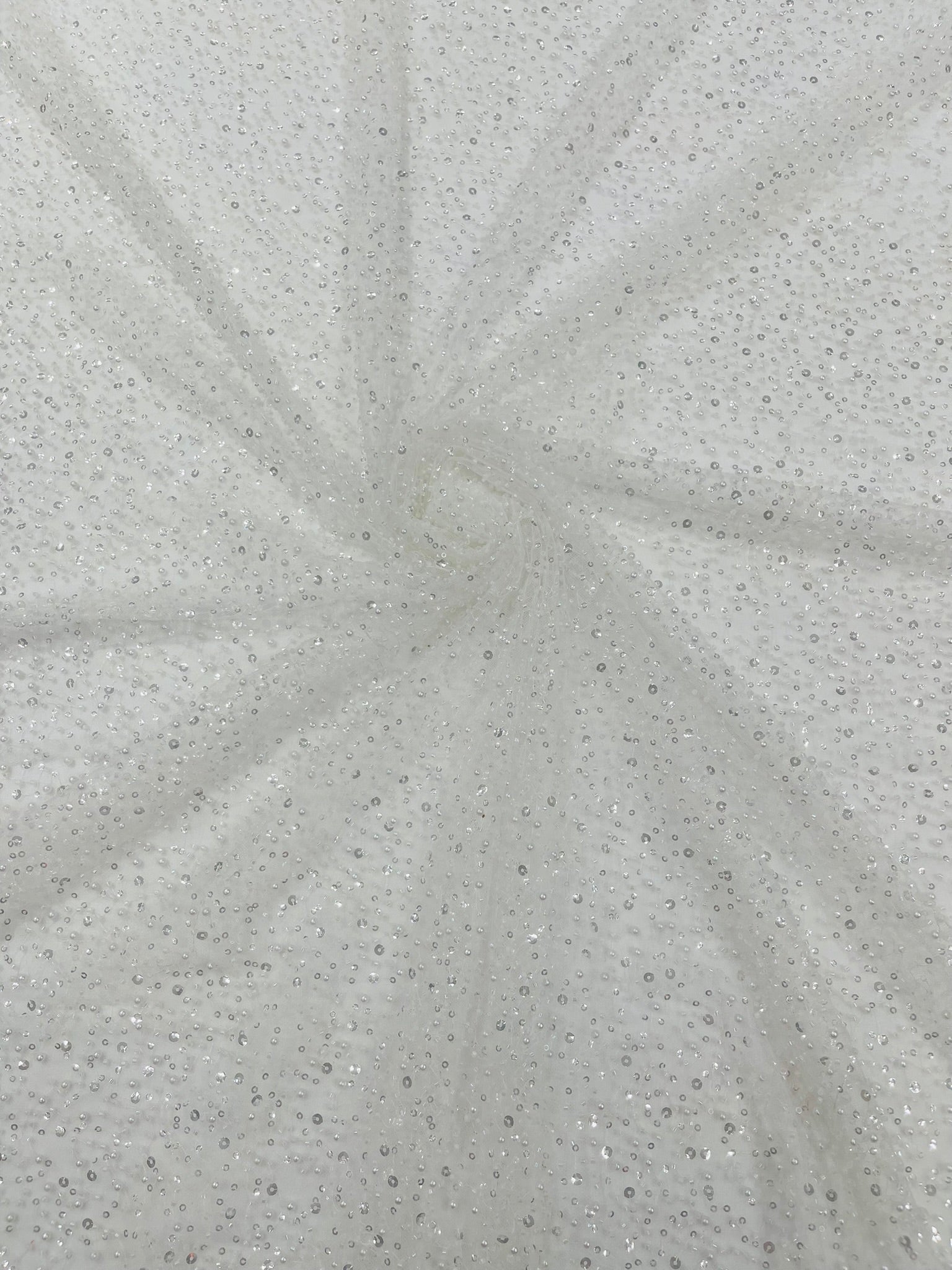 All Over Luxury Beaded Mesh with Pearls, Sequins for Wedding Dresses, Prom Gowns - New Creations Fabric & Foam Inc