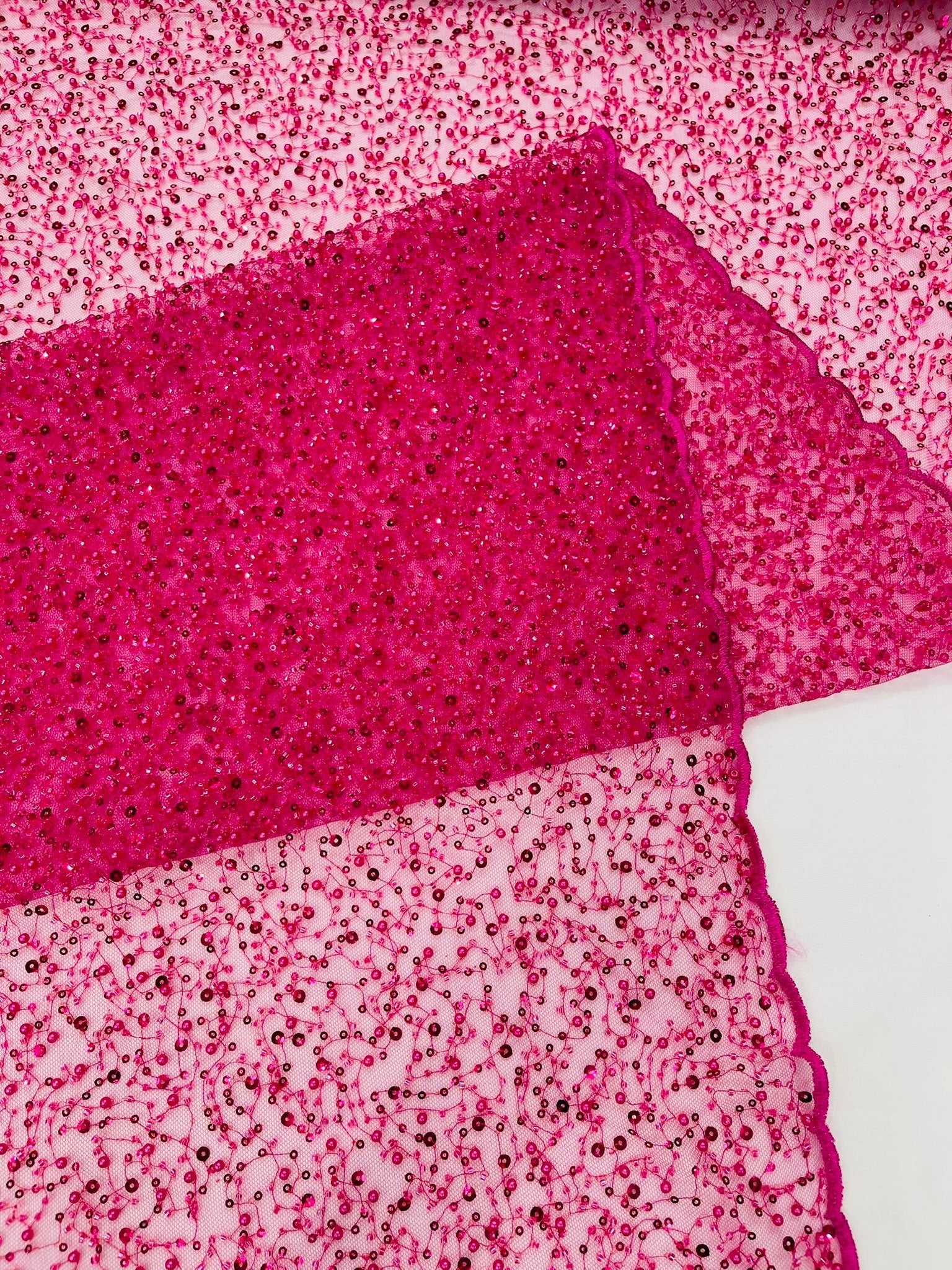 All Over Luxury Beaded Mesh with Pearls, Sequins for Wedding Dresses, Prom Gowns - New Creations Fabric & Foam Inc