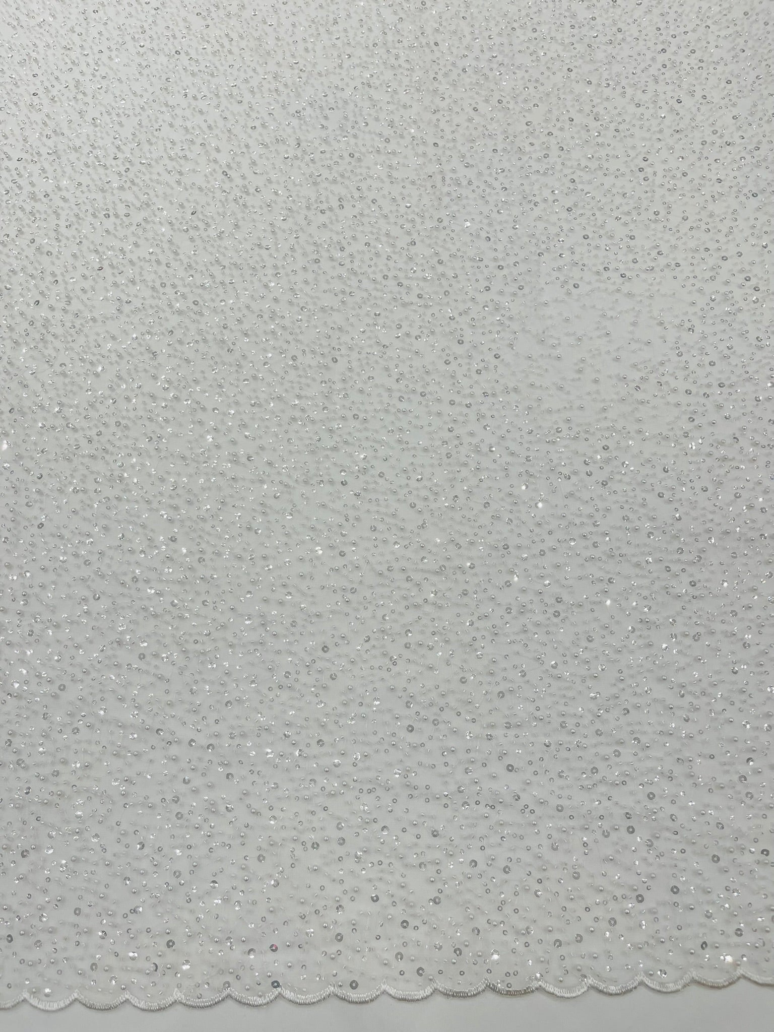 All Over Luxury Beaded Mesh with Pearls, Sequins for Wedding Dresses, Prom Gowns - New Creations Fabric & Foam Inc