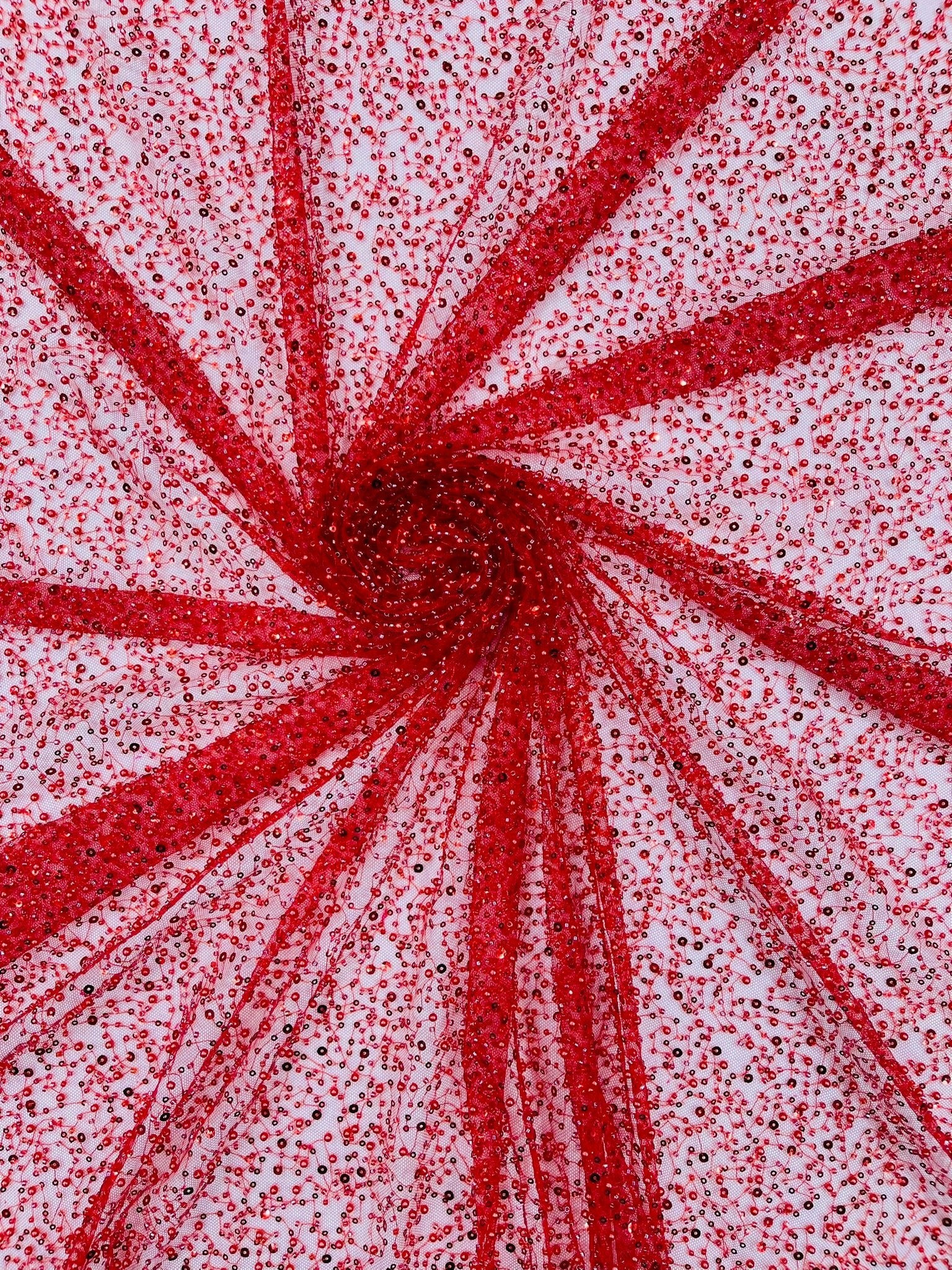 All Over Luxury Beaded Mesh with Pearls, Sequins for Wedding Dresses, Prom Gowns - New Creations Fabric & Foam Inc