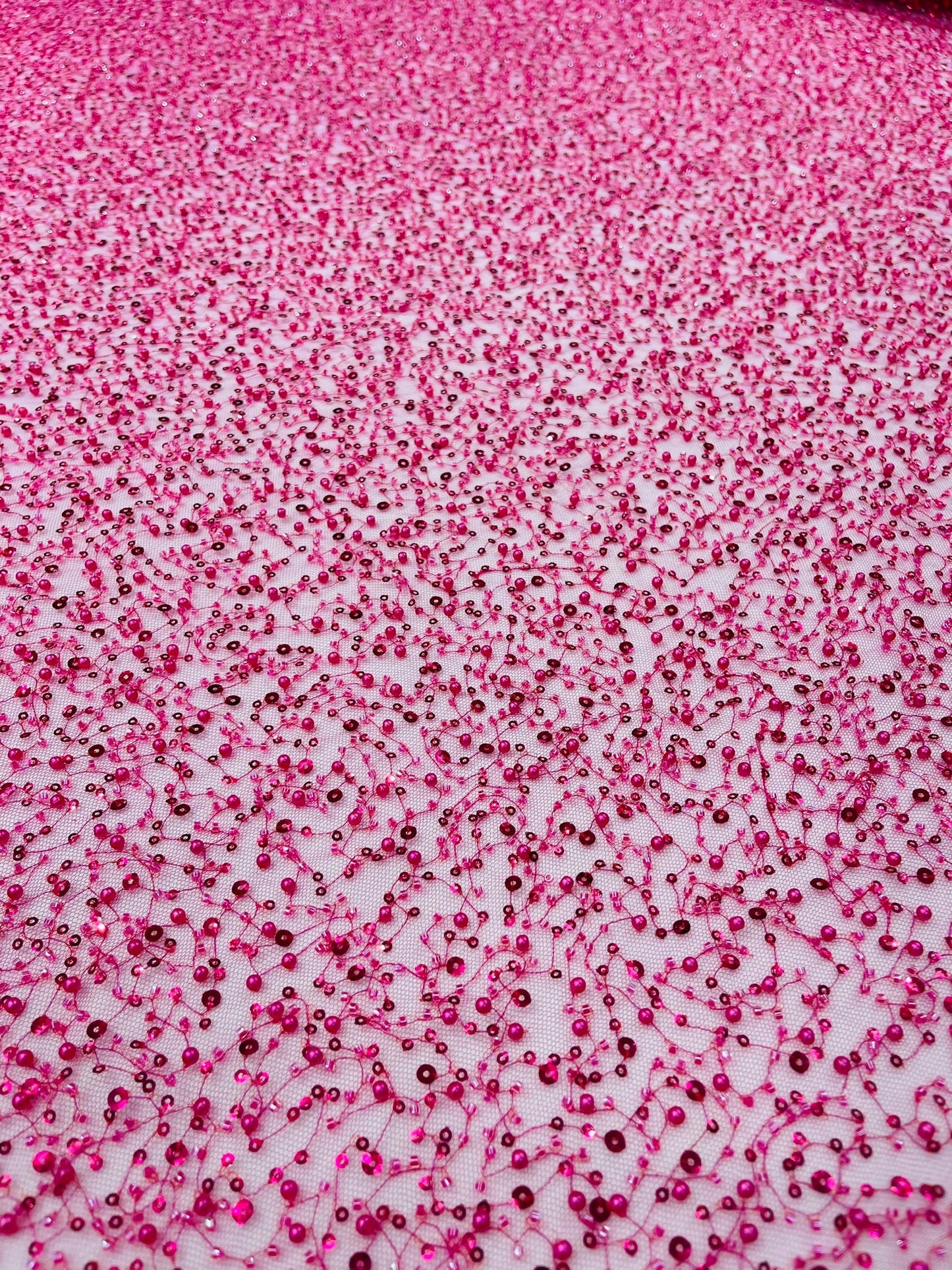 All Over Luxury Beaded Mesh with Pearls, Sequins for Wedding Dresses, Prom Gowns - New Creations Fabric & Foam Inc