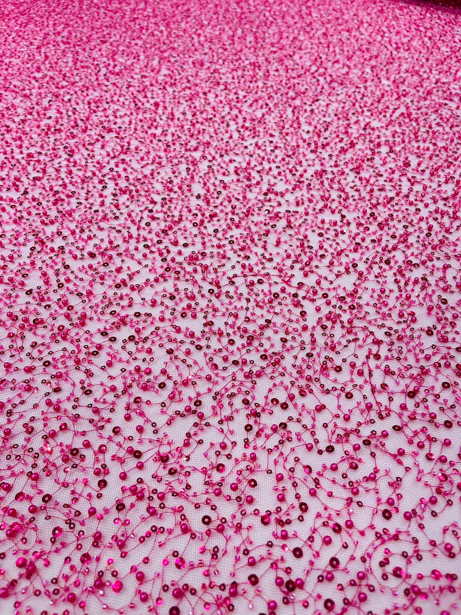 All Over Luxury Beaded Mesh with Pearls, Sequins for Wedding Dresses, Prom Gowns - New Creations Fabric & Foam Inc