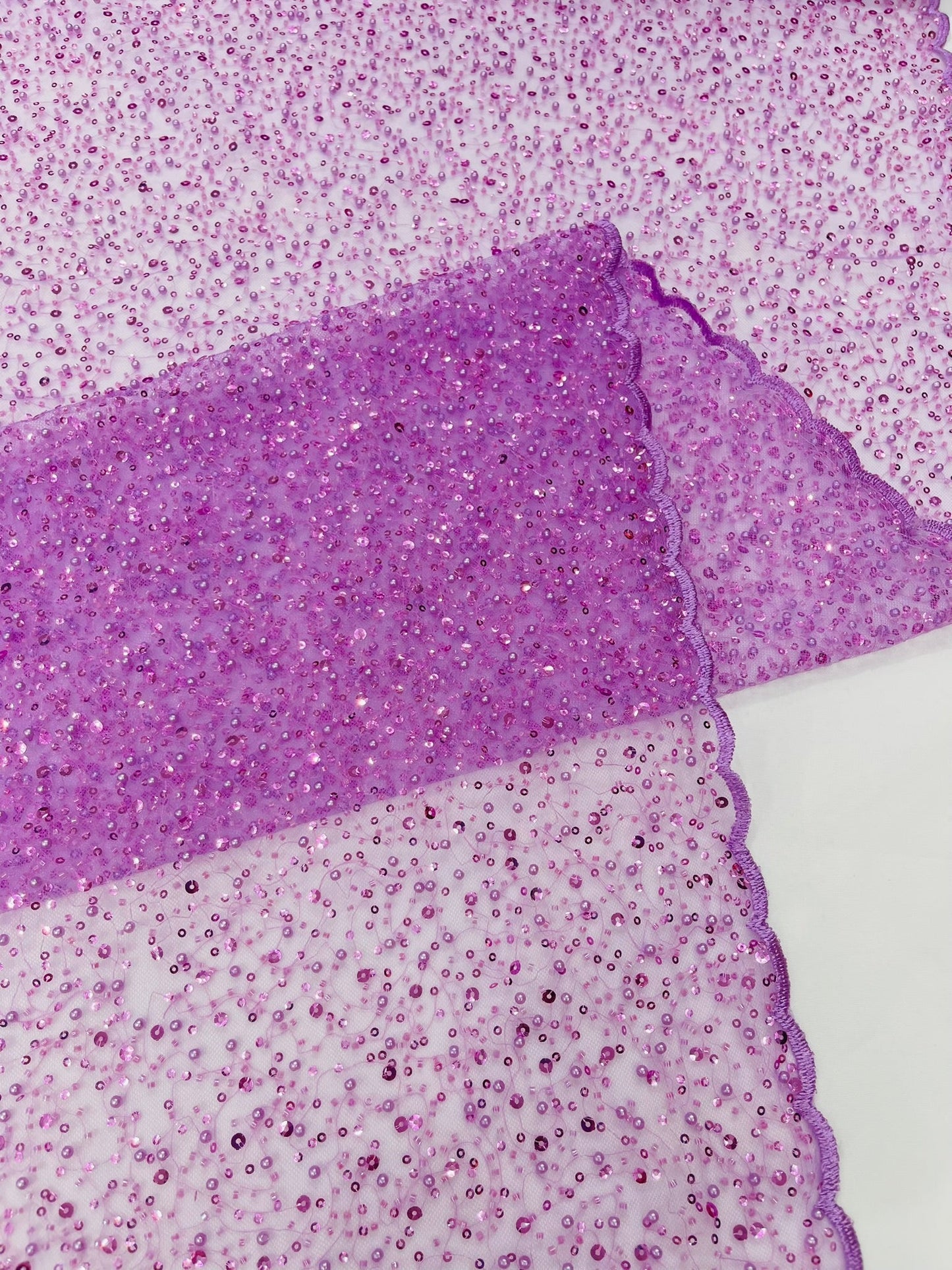 All Over Luxury Beaded Mesh with Pearls, Sequins for Wedding Dresses, Prom Gowns - New Creations Fabric & Foam Inc
