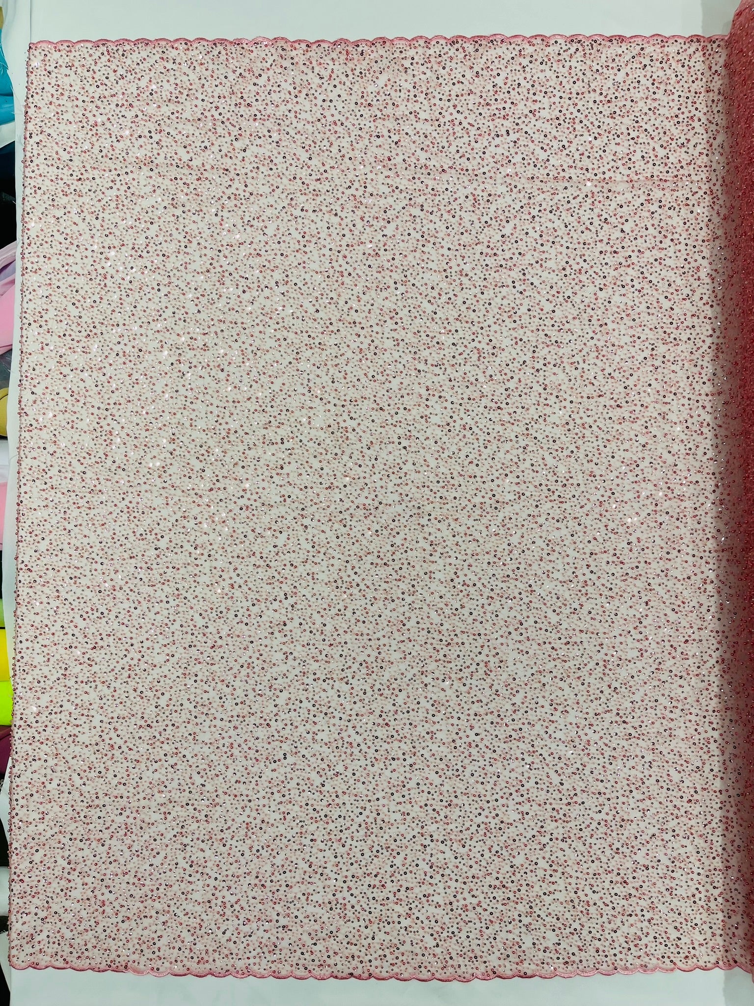 All Over Luxury Beaded Mesh with Pearls, Sequins for Wedding Dresses, Prom Gowns - New Creations Fabric & Foam Inc