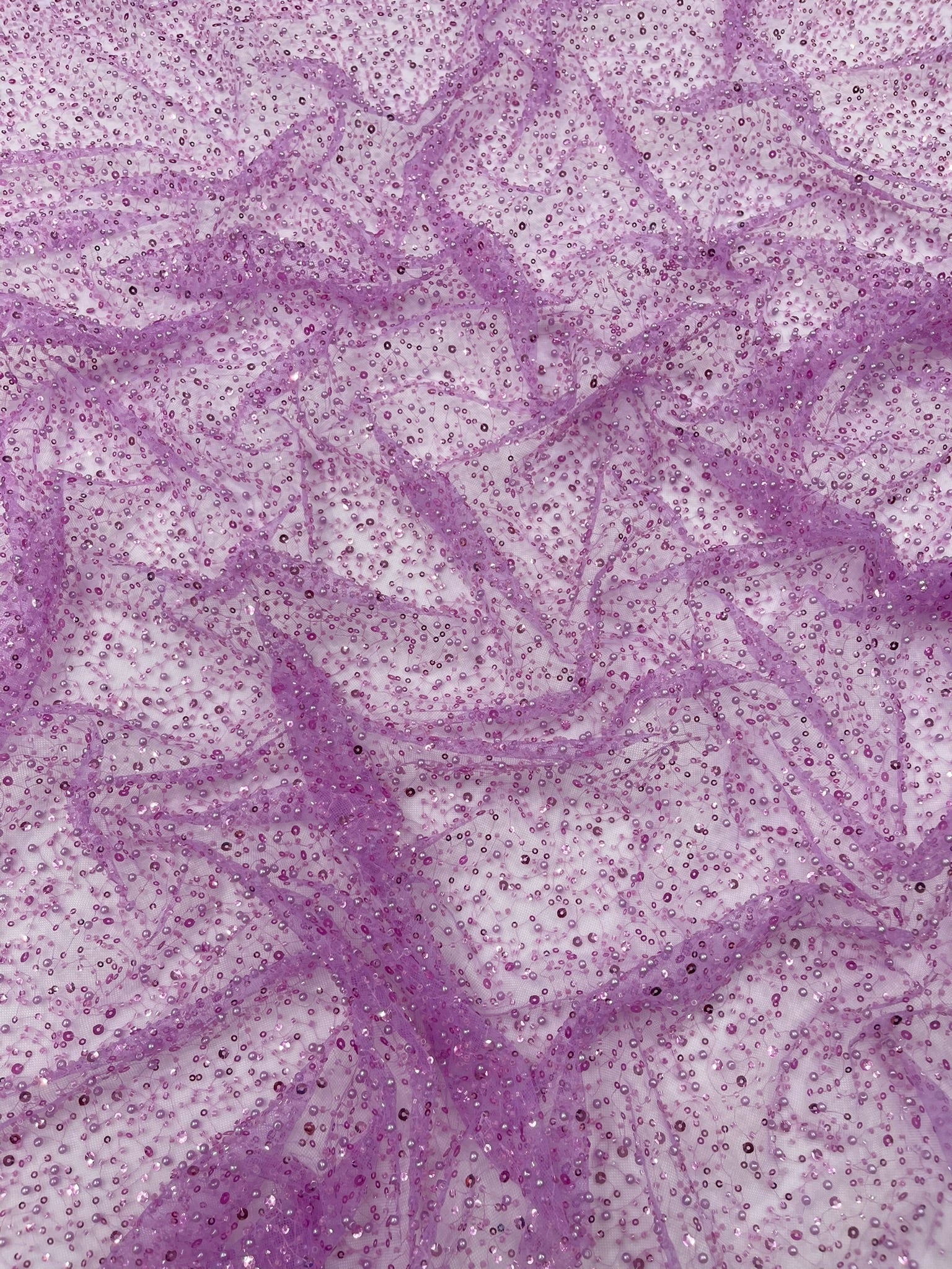 All Over Luxury Beaded Mesh with Pearls, Sequins for Wedding Dresses, Prom Gowns - New Creations Fabric & Foam Inc