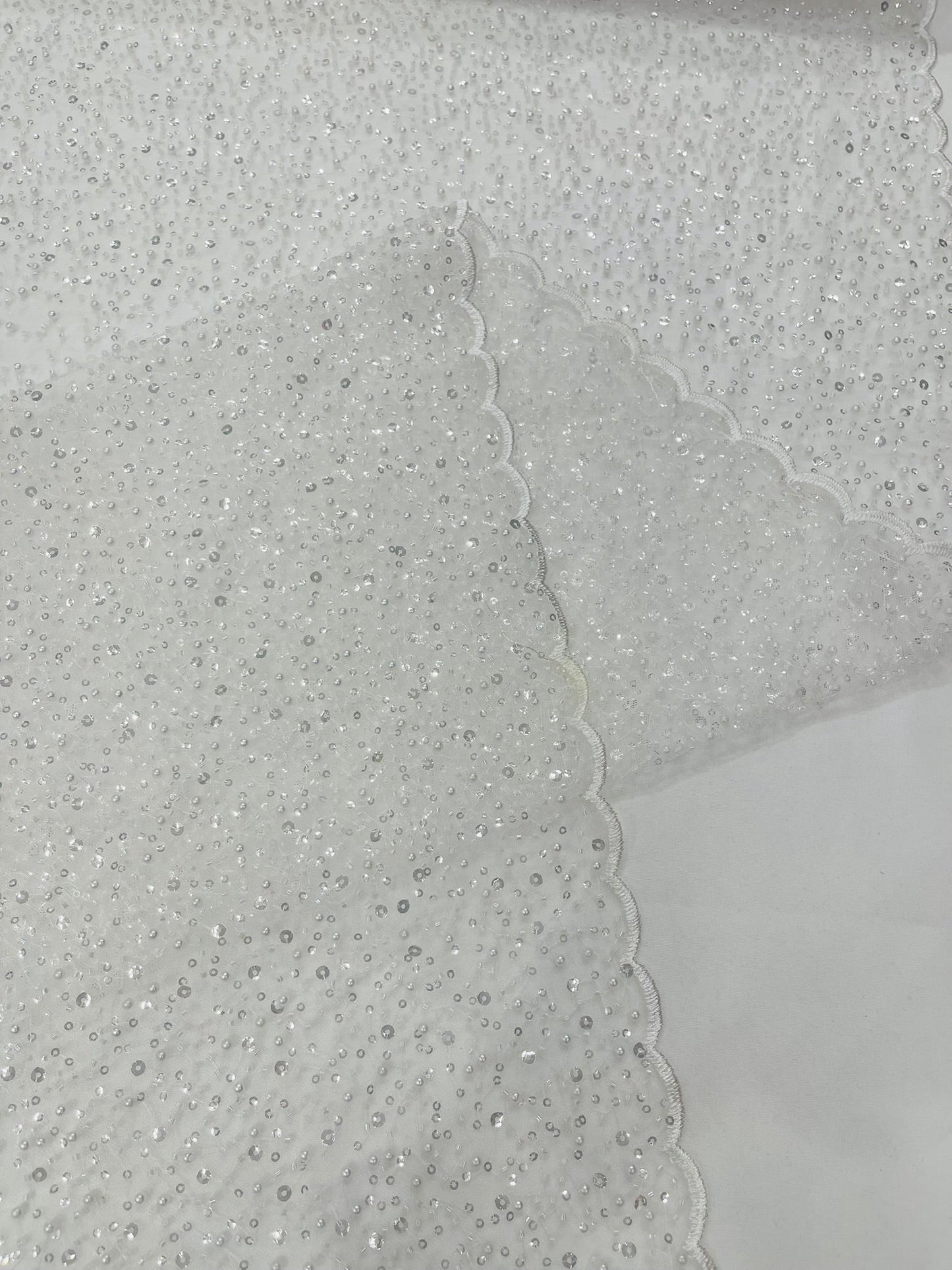 All Over Luxury Beaded Mesh with Pearls, Sequins for Wedding Dresses, Prom Gowns - New Creations Fabric & Foam Inc