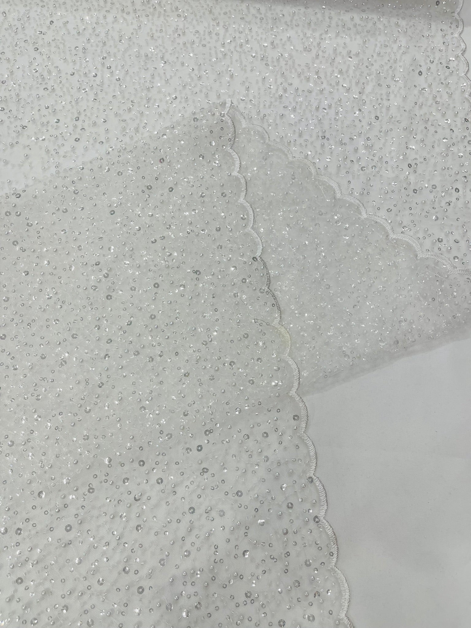 All Over Luxury Beaded Mesh with Pearls, Sequins for Wedding Dresses, Prom Gowns - New Creations Fabric & Foam Inc
