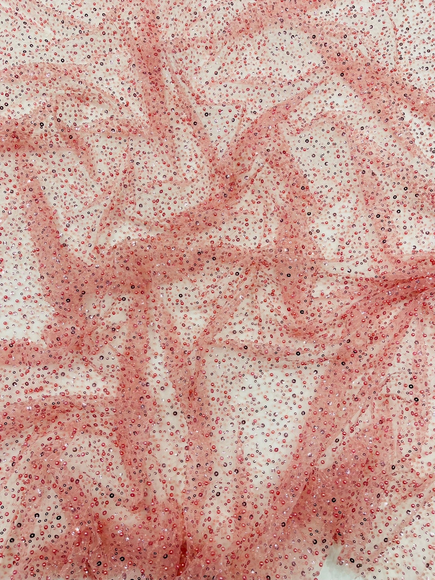 All Over Luxury Beaded Mesh with Pearls, Sequins for Wedding Dresses, Prom Gowns - New Creations Fabric & Foam Inc