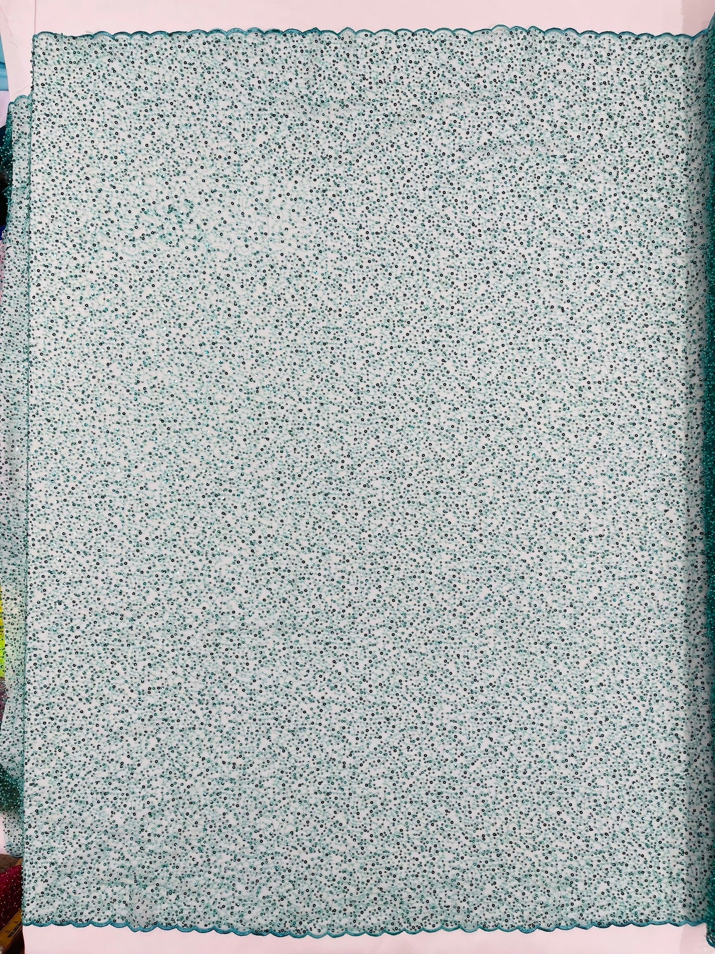 All Over Luxury Beaded Mesh with Pearls, Sequins for Wedding Dresses, Prom Gowns - New Creations Fabric & Foam Inc