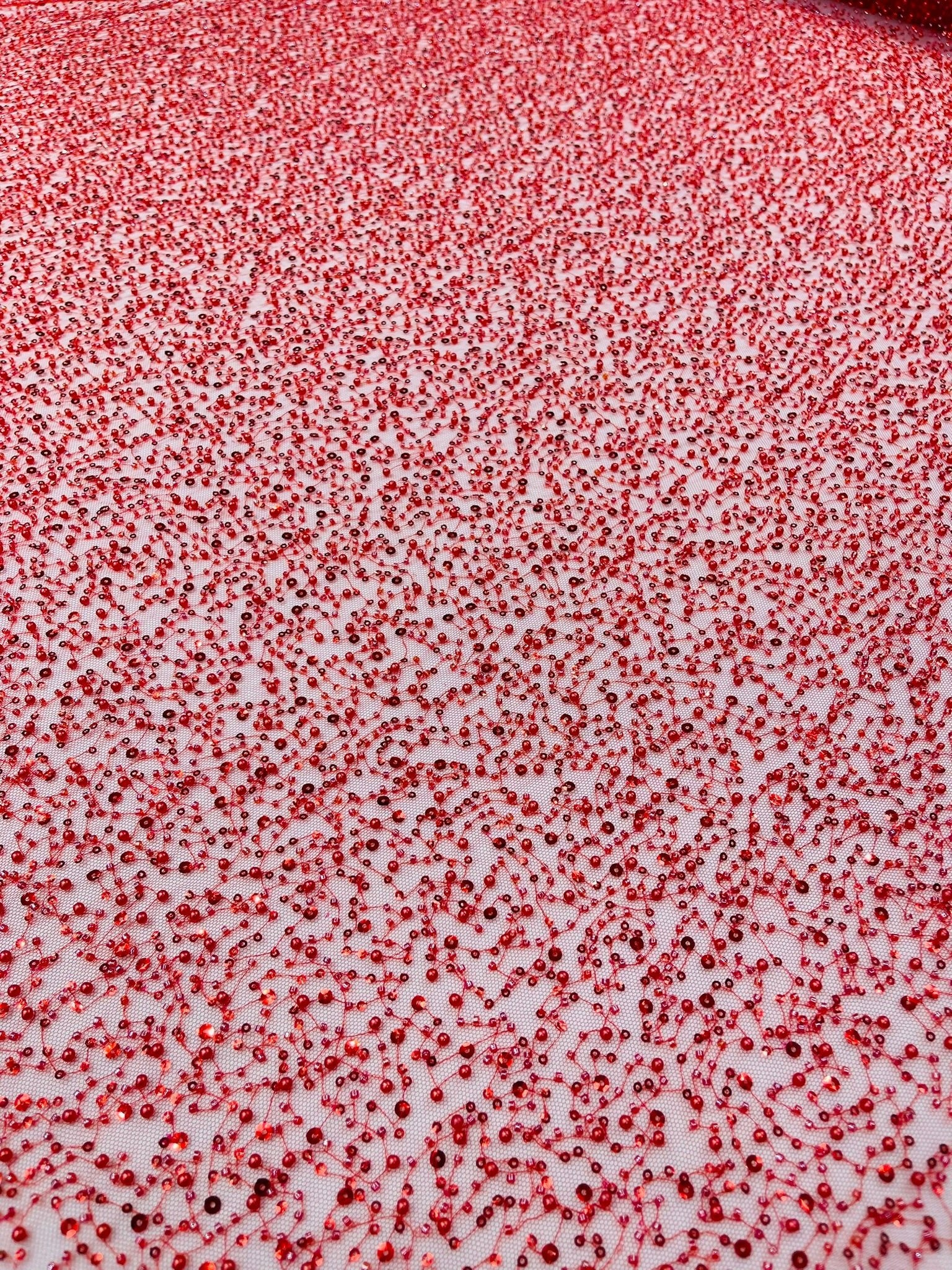 All Over Luxury Beaded Mesh with Pearls, Sequins for Wedding Dresses, Prom Gowns - New Creations Fabric & Foam Inc