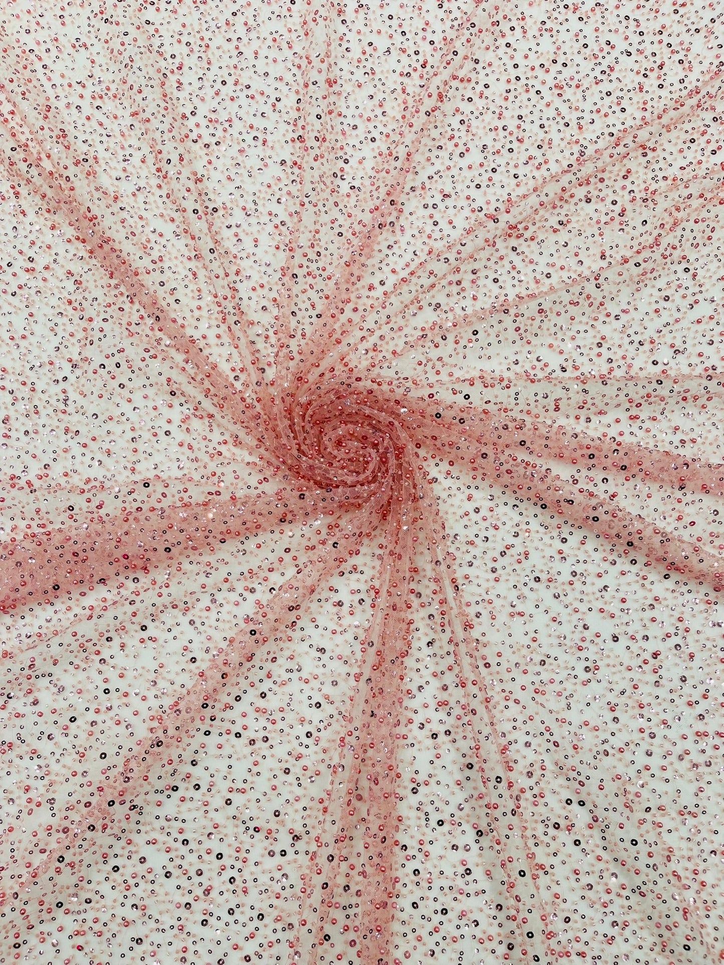 All Over Luxury Beaded Mesh with Pearls, Sequins for Wedding Dresses, Prom Gowns - New Creations Fabric & Foam Inc