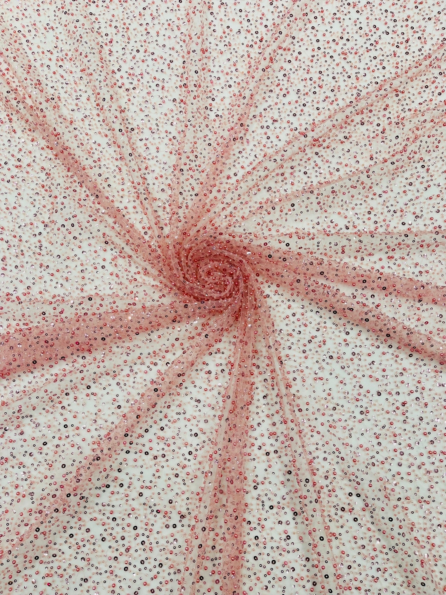 All Over Luxury Beaded Mesh with Pearls, Sequins for Wedding Dresses, Prom Gowns - New Creations Fabric & Foam Inc