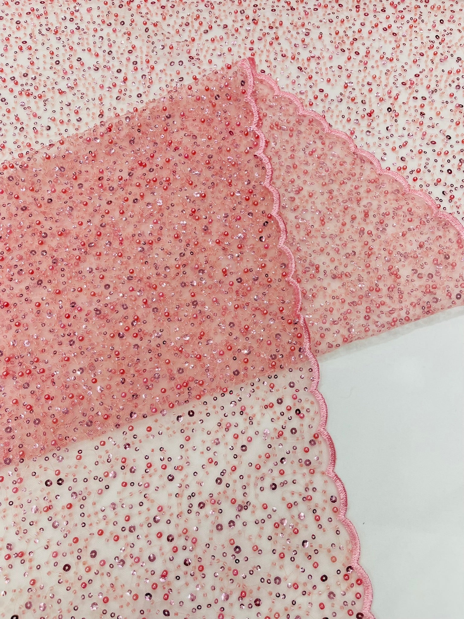All Over Luxury Beaded Mesh with Pearls, Sequins for Wedding Dresses, Prom Gowns - New Creations Fabric & Foam Inc