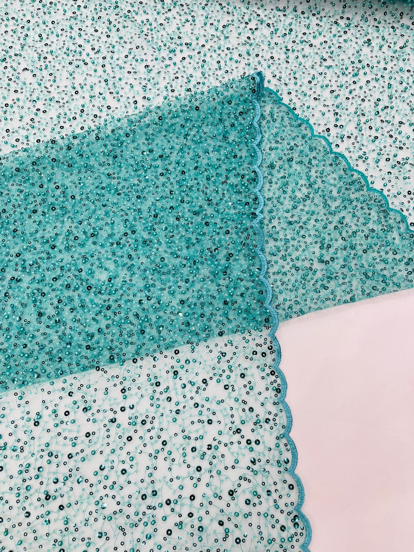 All Over Luxury Beaded Mesh with Pearls, Sequins for Wedding Dresses, Prom Gowns - New Creations Fabric & Foam Inc