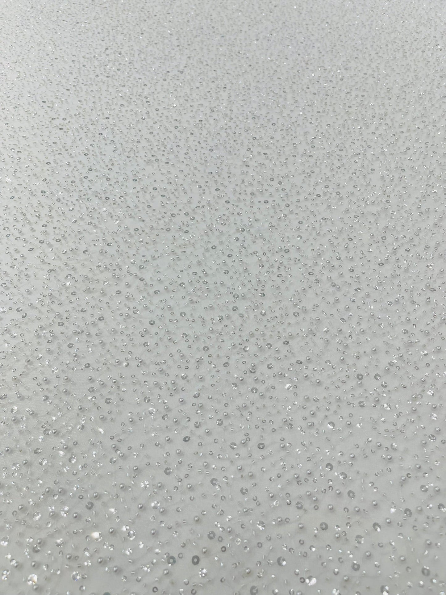 All Over Luxury Beaded Mesh with Pearls, Sequins for Wedding Dresses, Prom Gowns - New Creations Fabric & Foam Inc