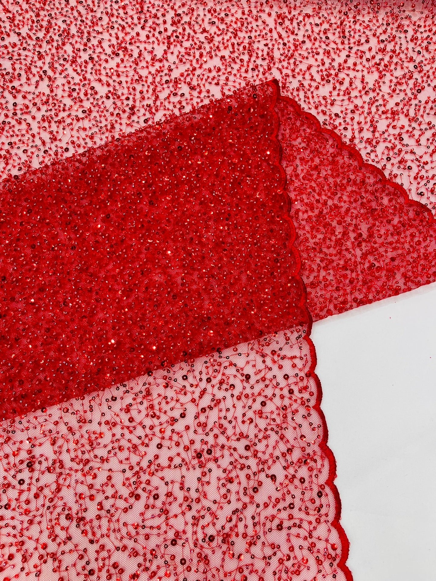 All Over Luxury Beaded Mesh with Pearls, Sequins for Wedding Dresses, Prom Gowns - New Creations Fabric & Foam Inc