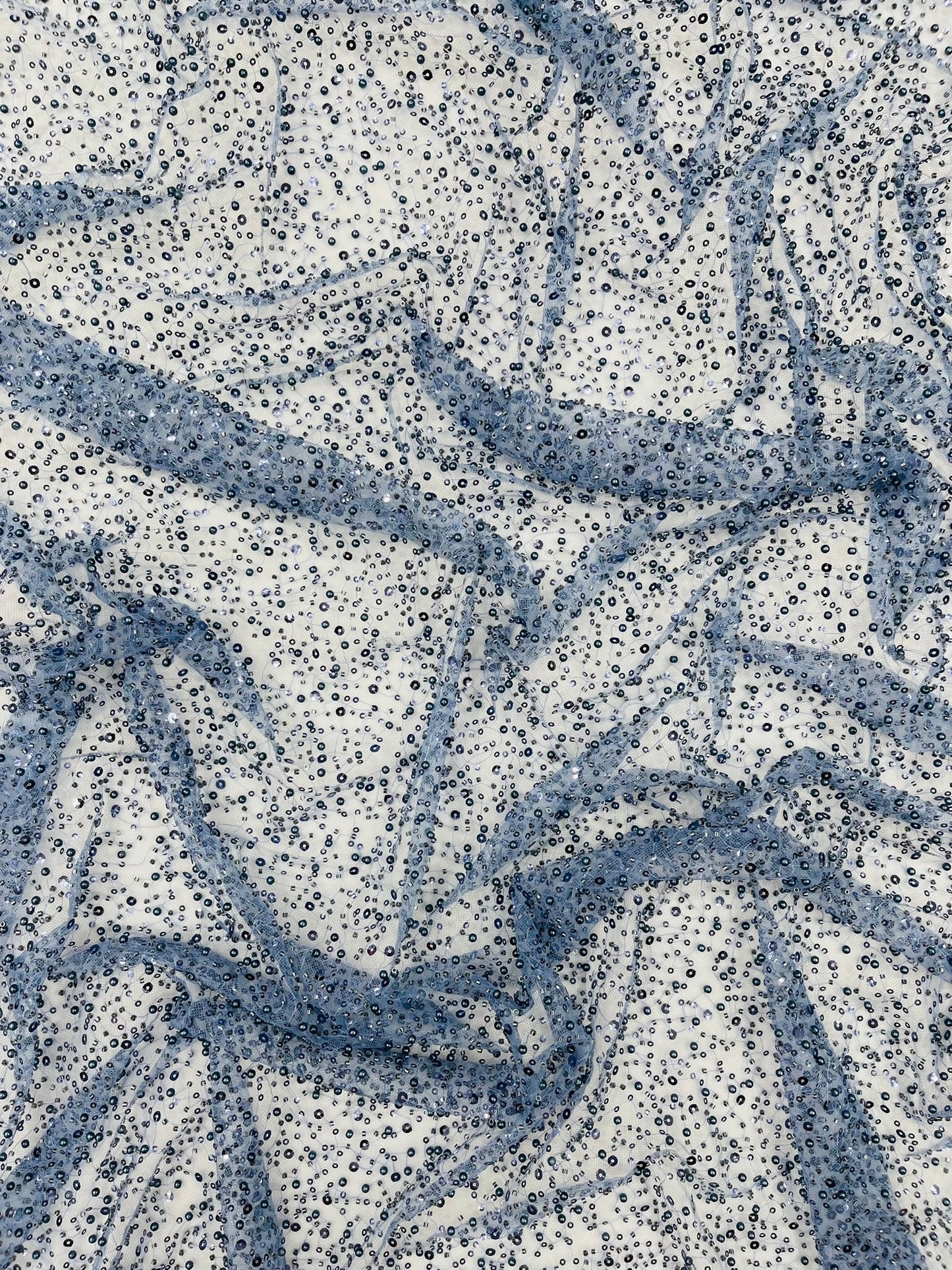 All Over Luxury Beaded Mesh with Pearls, Sequins for Wedding Dresses, Prom Gowns - New Creations Fabric & Foam Inc