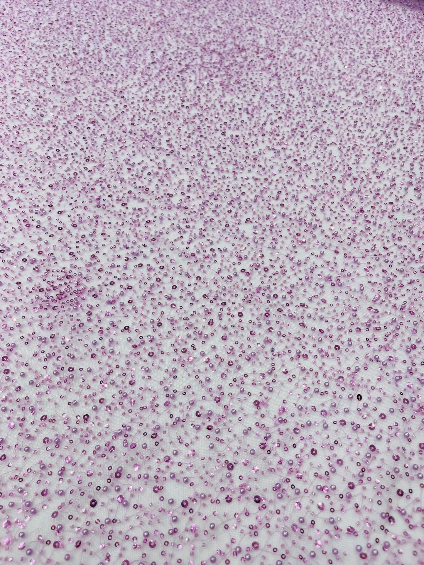 All Over Luxury Beaded Mesh with Pearls, Sequins for Wedding Dresses, Prom Gowns - New Creations Fabric & Foam Inc