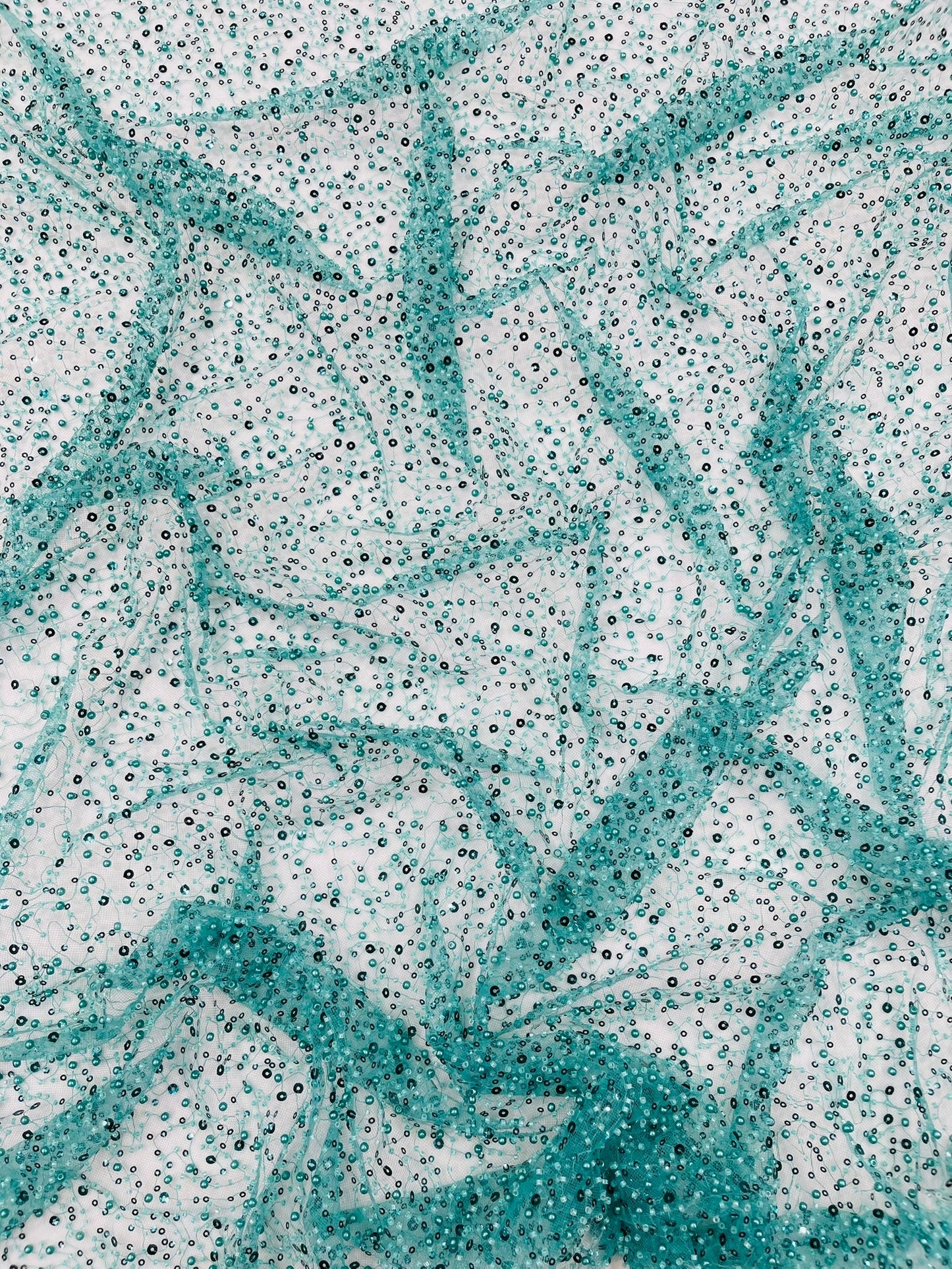 All Over Luxury Beaded Mesh with Pearls, Sequins for Wedding Dresses, Prom Gowns - New Creations Fabric & Foam Inc
