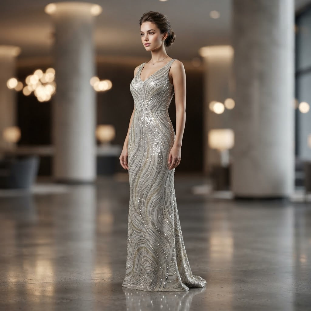 Luxury Wave Beaded Lace Fabric| Prom| Wedding| By The Yard.