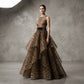 Gold Black Leopard Animal Print ON Liquid Organza Fabric | 58" Wide| Apparel| Dresses.