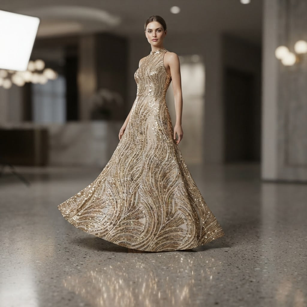 Luxury Flame Beaded Lace Fabric| Prom| Wedding| By The Yard.