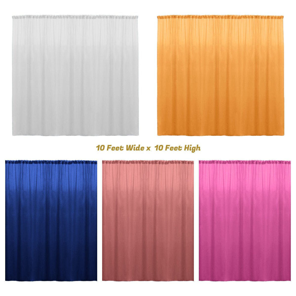 Backdrop Drape Curtain 10 Feet Wide x 10 Feet High, Polyester Poplin SEAMLESS 1 Panel. - New Creations Fabric & Foam Inc