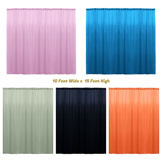 Backdrop Drape Curtain 10 Feet Wide x 15 Feet High, Polyester Poplin SEAMLESS 1 Panel. - New Creations Fabric & Foam Inc