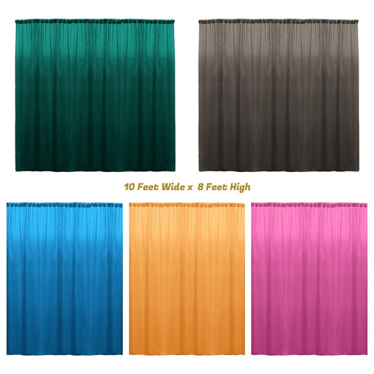 Backdrop Drape Curtain 10 Feet Wide x 8 Feet High, Polyester Poplin SEAMLESS 1 Panel. - New Creations Fabric & Foam Inc
