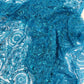 Beaded Lace Fabric, Heavy Embroidered Geometric Design on 58" Mesh - New Creations Fabric & Foam Inc