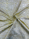 Beige/Gold - Rectangular Metallic Cross Brocade Jacquard Satin Tablecloth Overlay/Religious Brocade/Liturgical Fabric/Church. - New Creations Fabric & Foam Inc